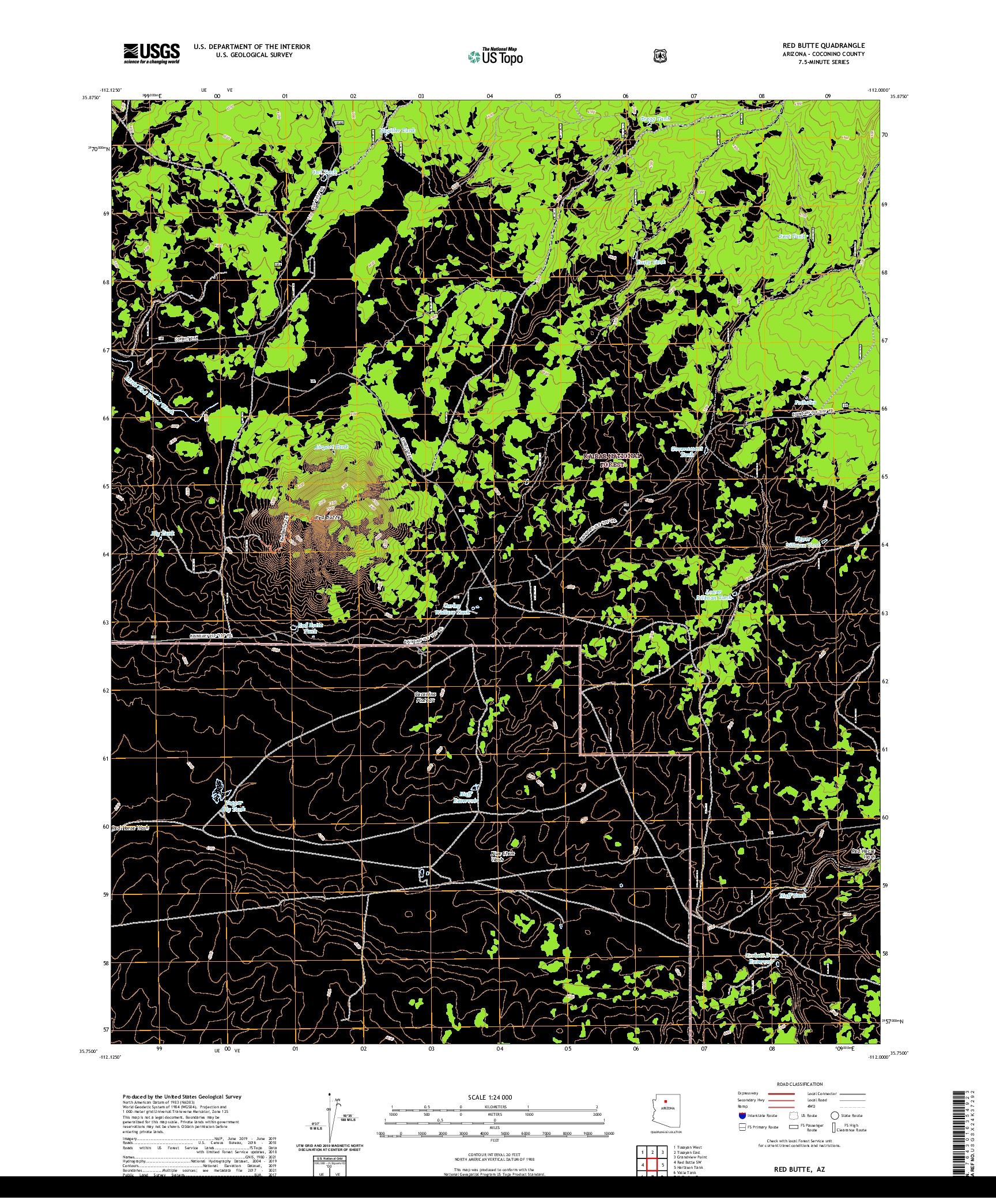 US TOPO 7.5-MINUTE MAP FOR RED BUTTE, AZ