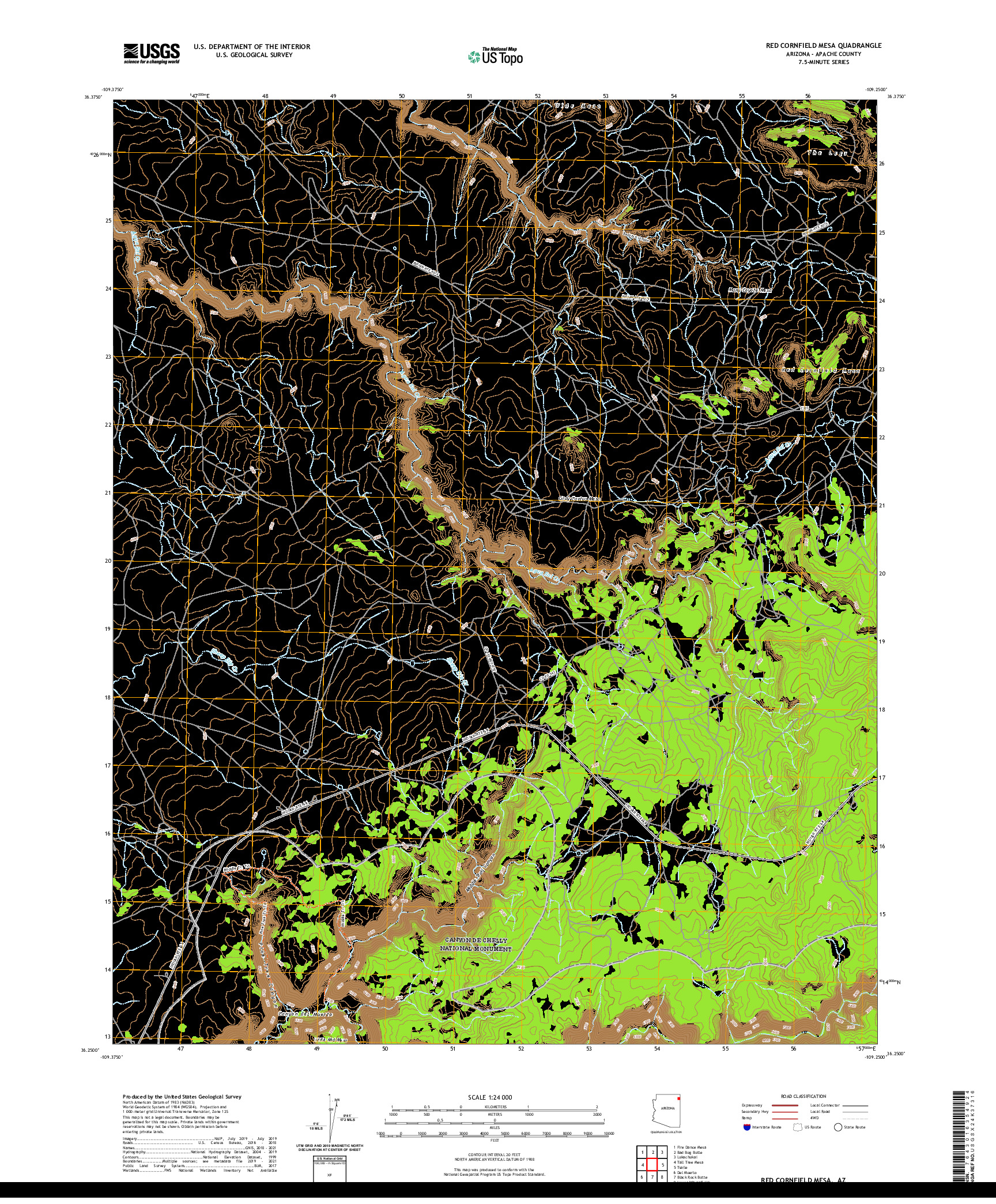 US TOPO 7.5-MINUTE MAP FOR RED CORNFIELD MESA, AZ