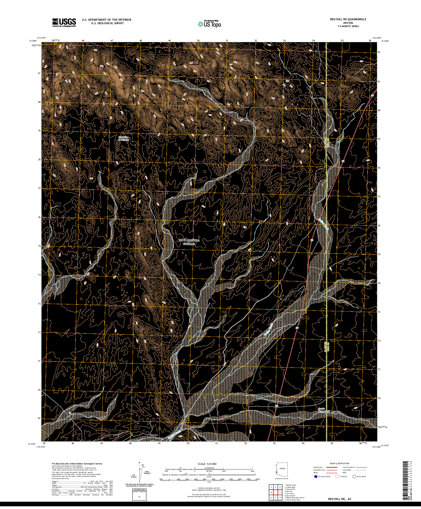 USGS US TOPO 7.5-MINUTE MAP FOR RED HILL NE, AZ 2021