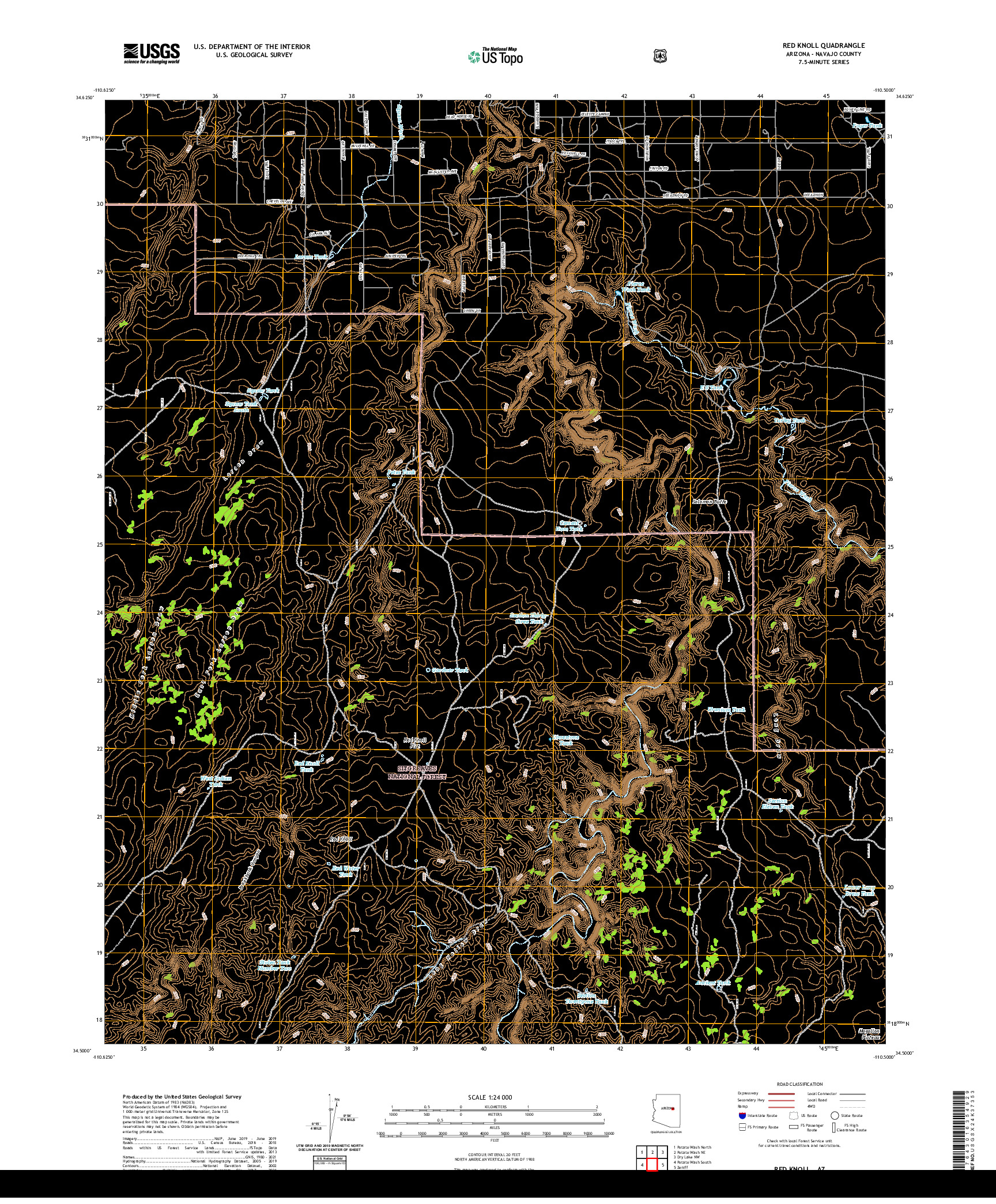 US TOPO 7.5-MINUTE MAP FOR RED KNOLL, AZ