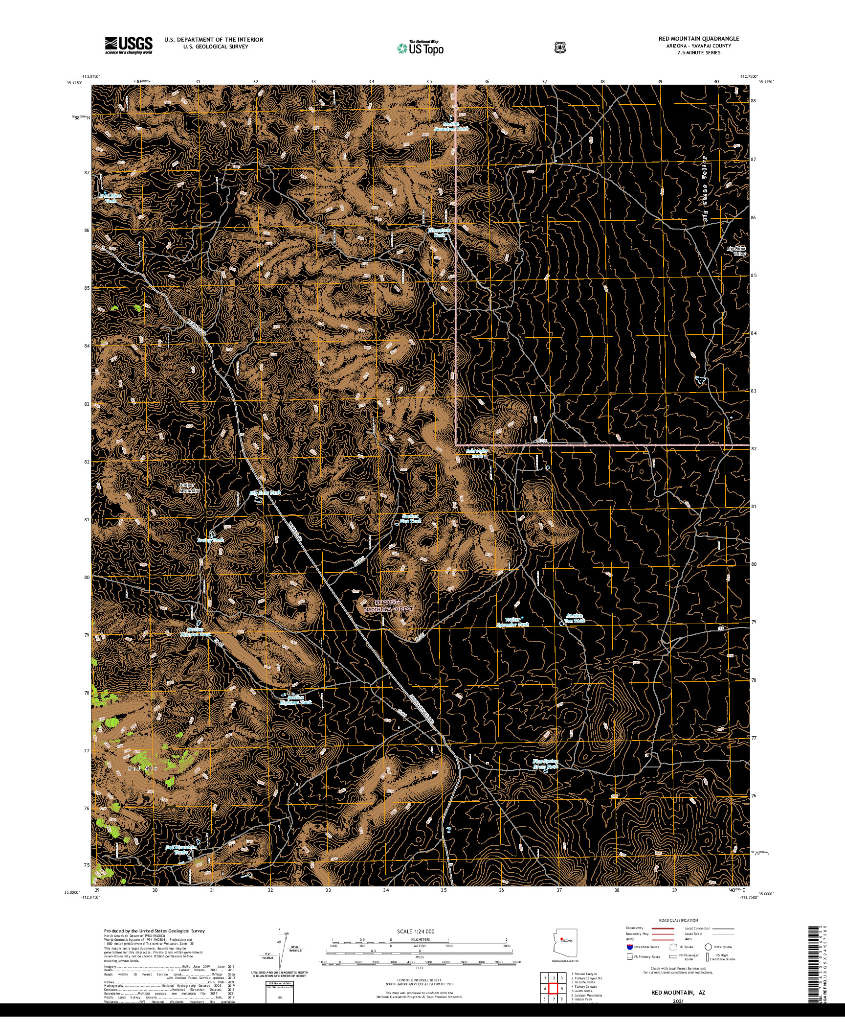 US TOPO 7.5-MINUTE MAP FOR RED MOUNTAIN, AZ