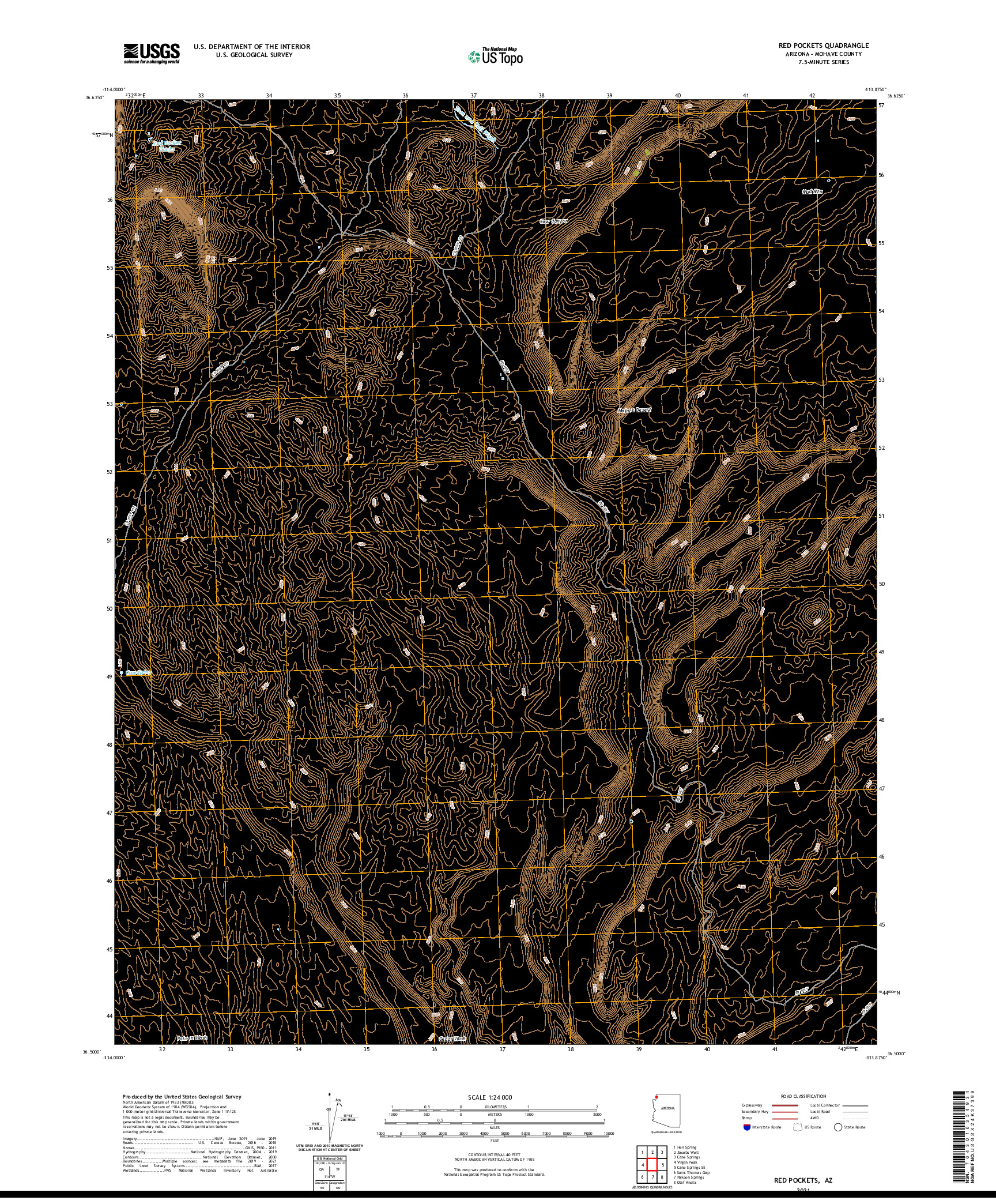 US TOPO 7.5-MINUTE MAP FOR RED POCKETS, AZ