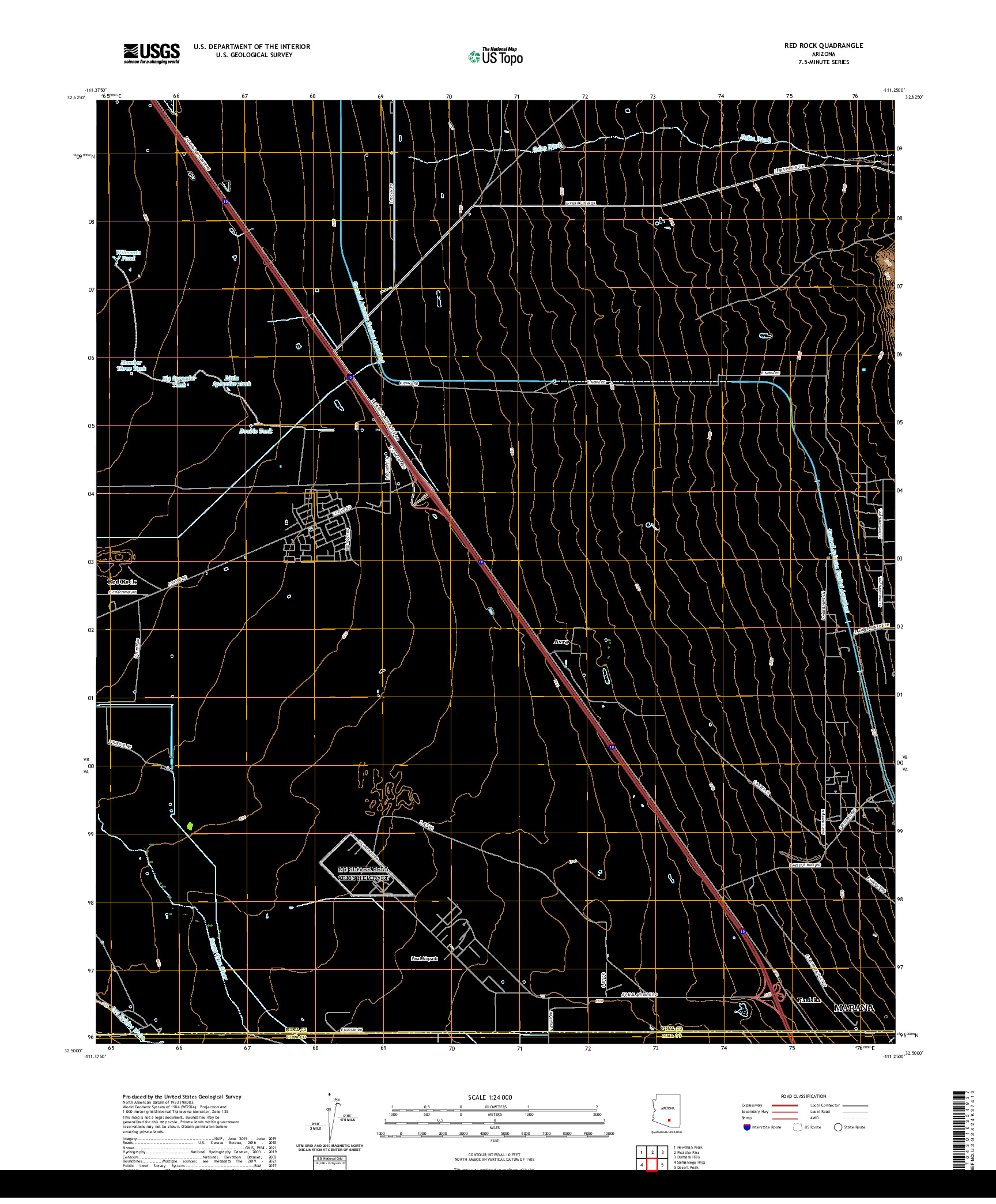 US TOPO 7.5-MINUTE MAP FOR RED ROCK, AZ