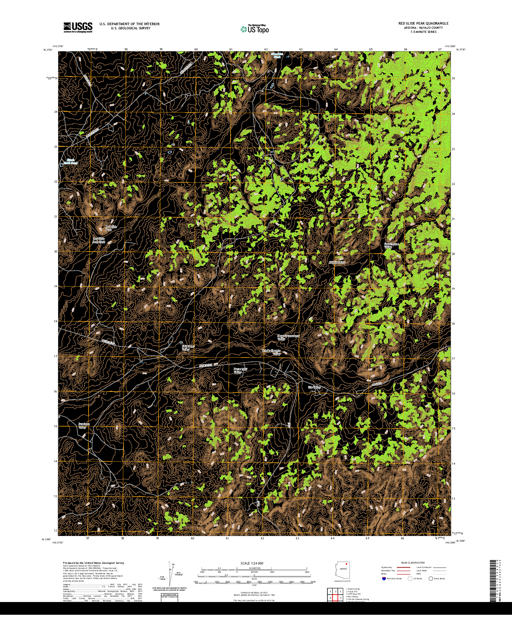 US TOPO 7.5-MINUTE MAP FOR RED SLIDE PEAK, AZ