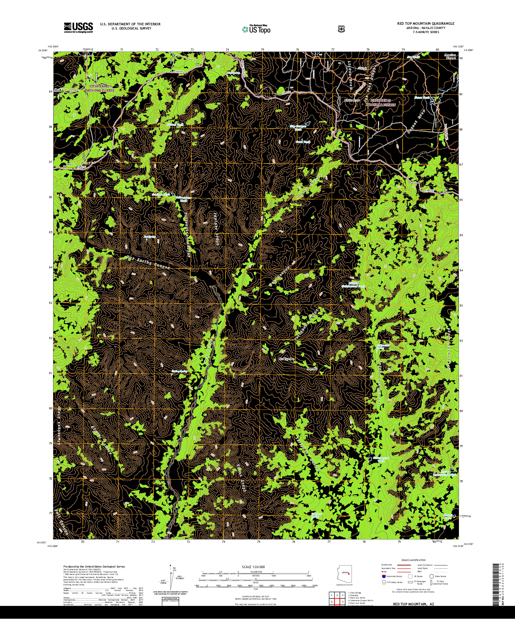 US TOPO 7.5-MINUTE MAP FOR RED TOP MOUNTAIN, AZ