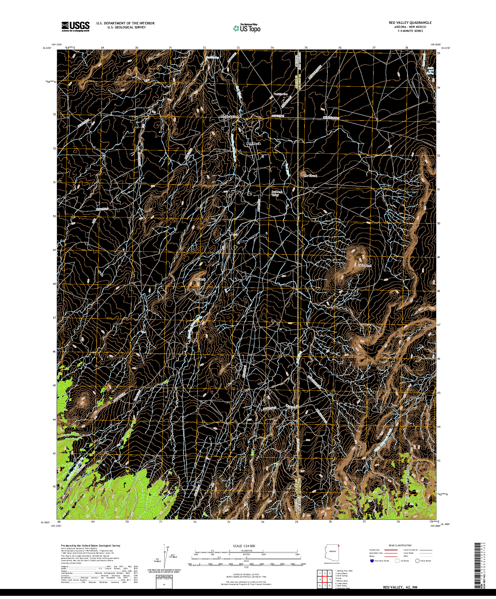 US TOPO 7.5-MINUTE MAP FOR RED VALLEY, AZ,NM