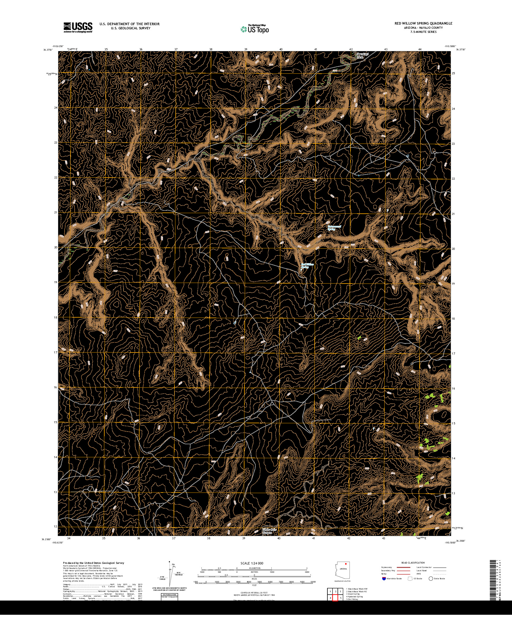 US TOPO 7.5-MINUTE MAP FOR RED WILLOW SPRING, AZ