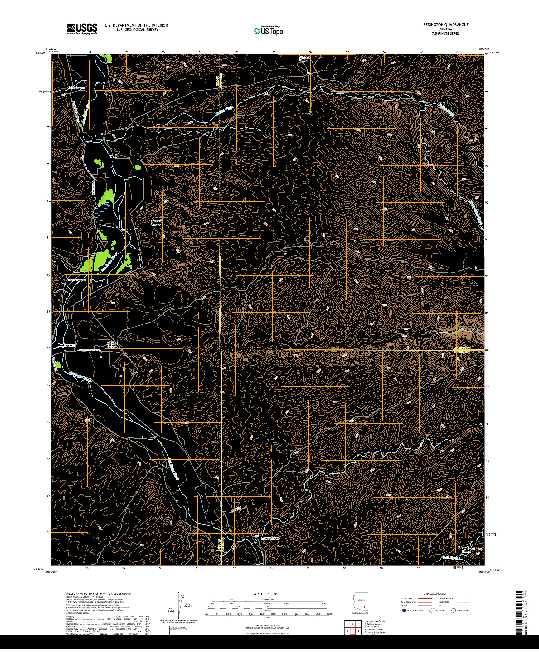 US TOPO 7.5-MINUTE MAP FOR REDINGTON, AZ