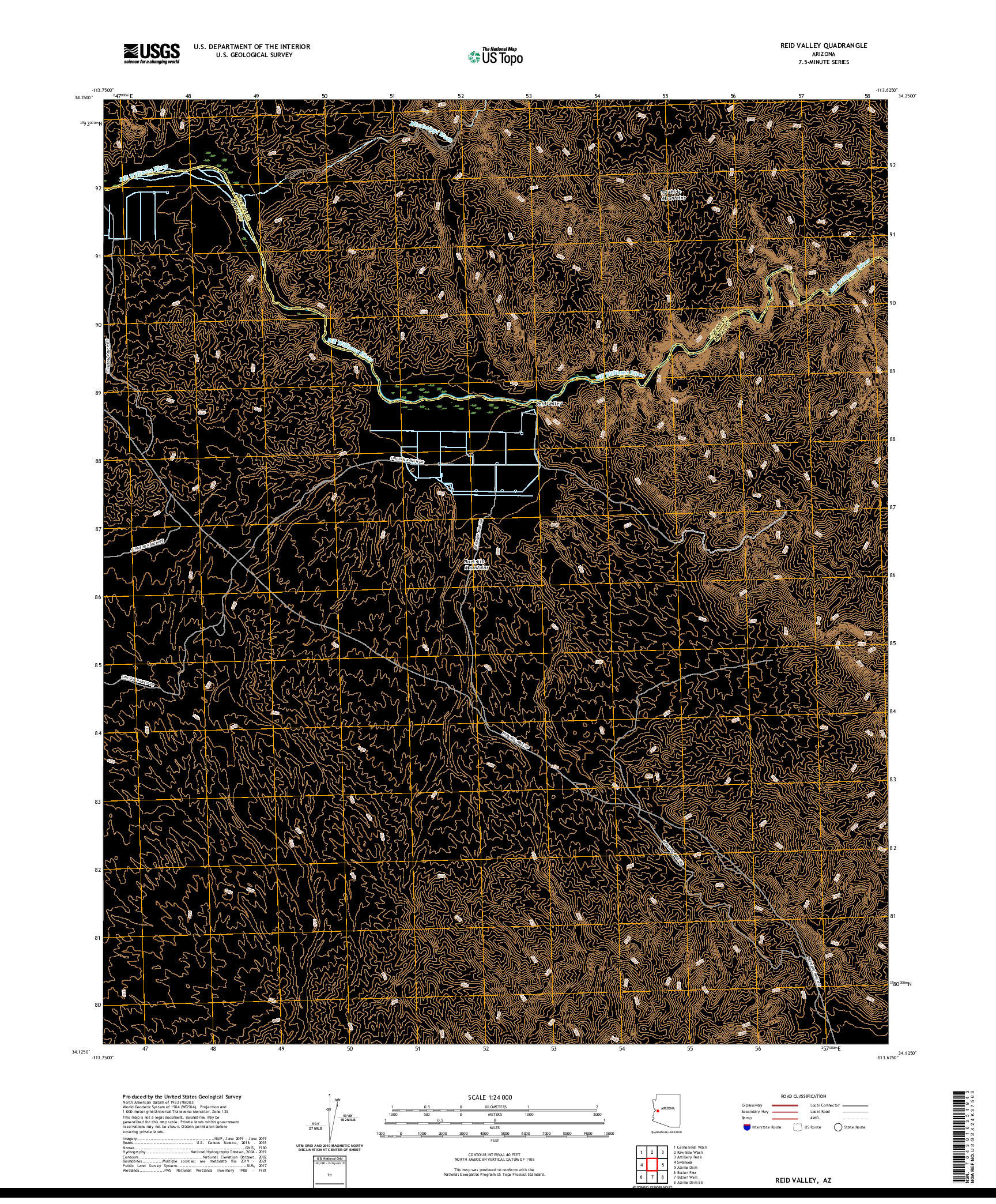 US TOPO 7.5-MINUTE MAP FOR REID VALLEY, AZ