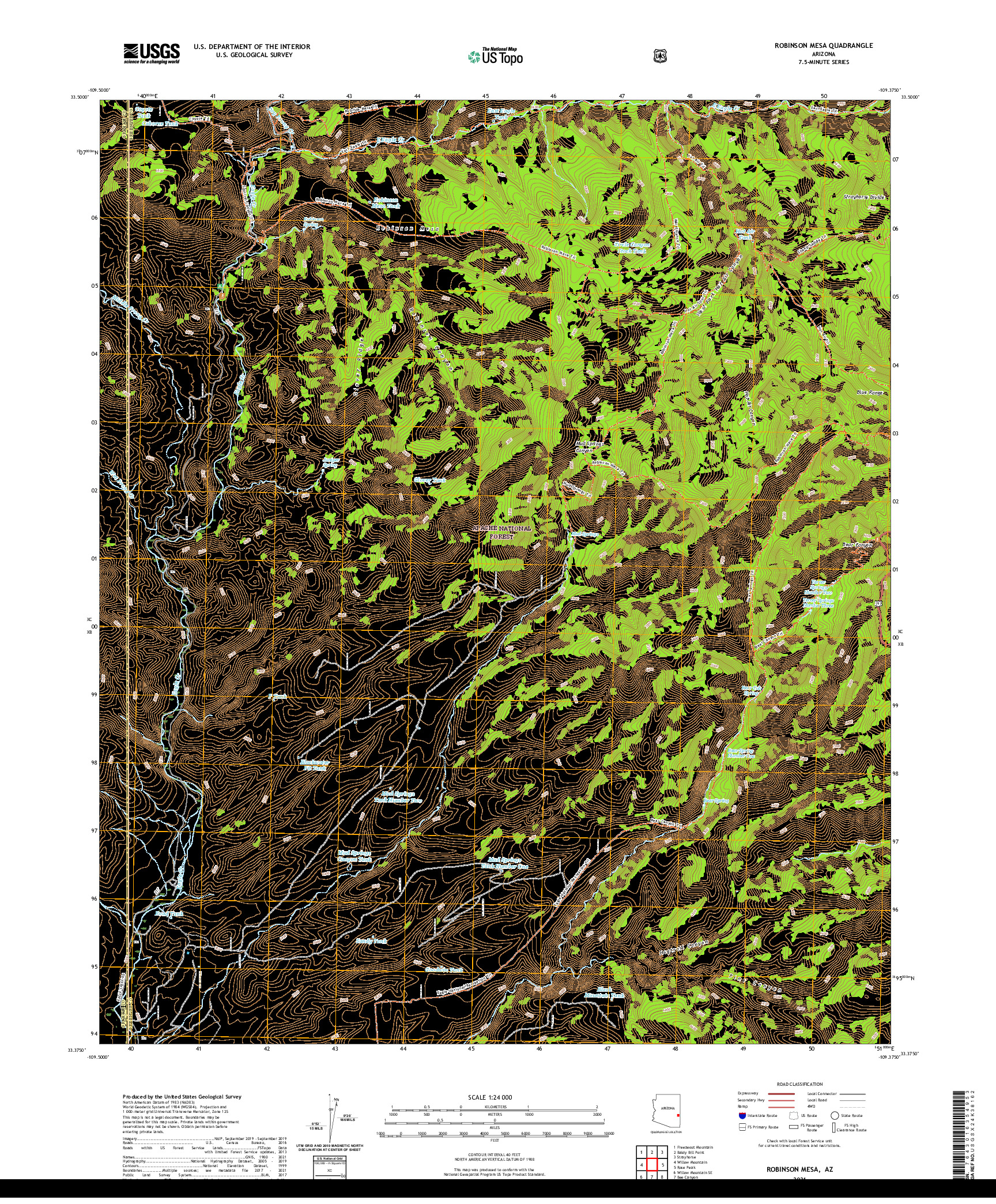 US TOPO 7.5-MINUTE MAP FOR ROBINSON MESA, AZ