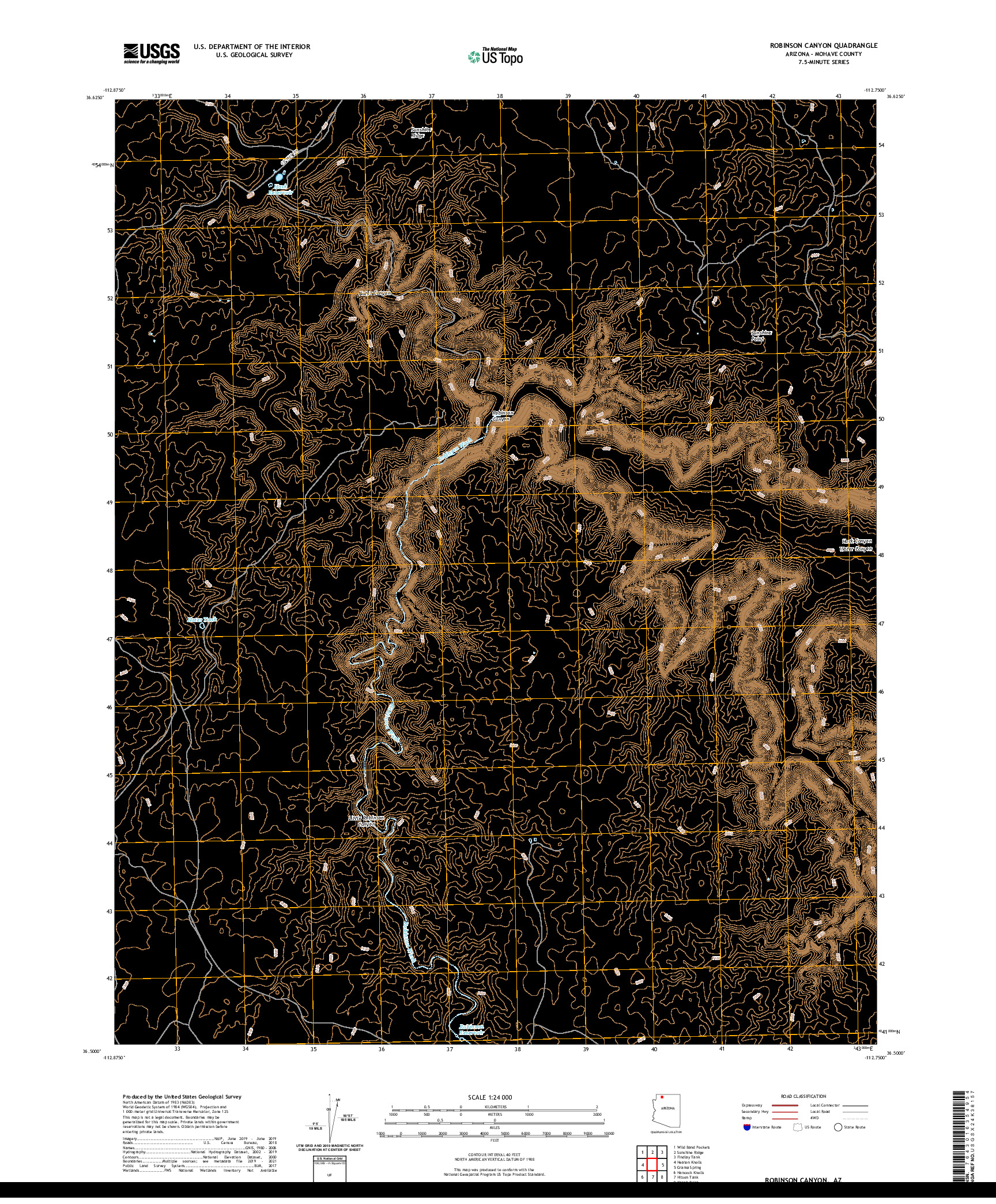 US TOPO 7.5-MINUTE MAP FOR ROBINSON CANYON, AZ