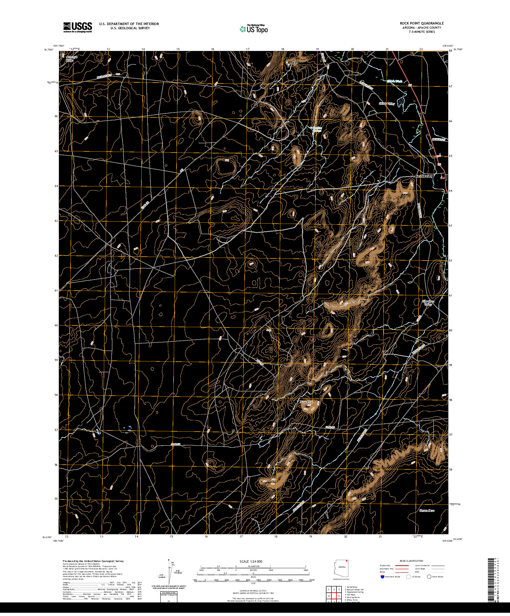 US TOPO 7.5-MINUTE MAP FOR ROCK POINT, AZ