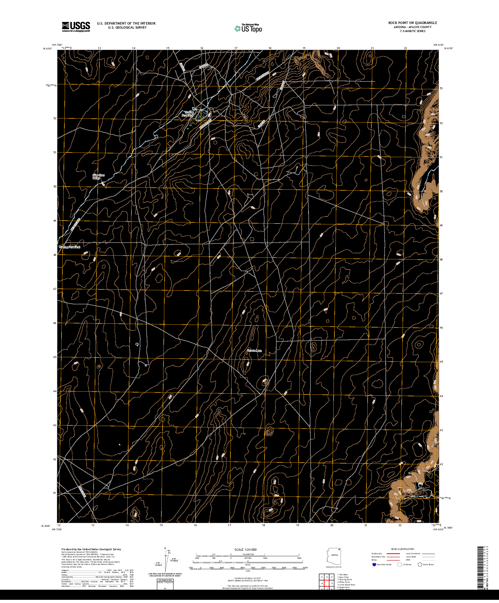 US TOPO 7.5-MINUTE MAP FOR ROCK POINT SW, AZ