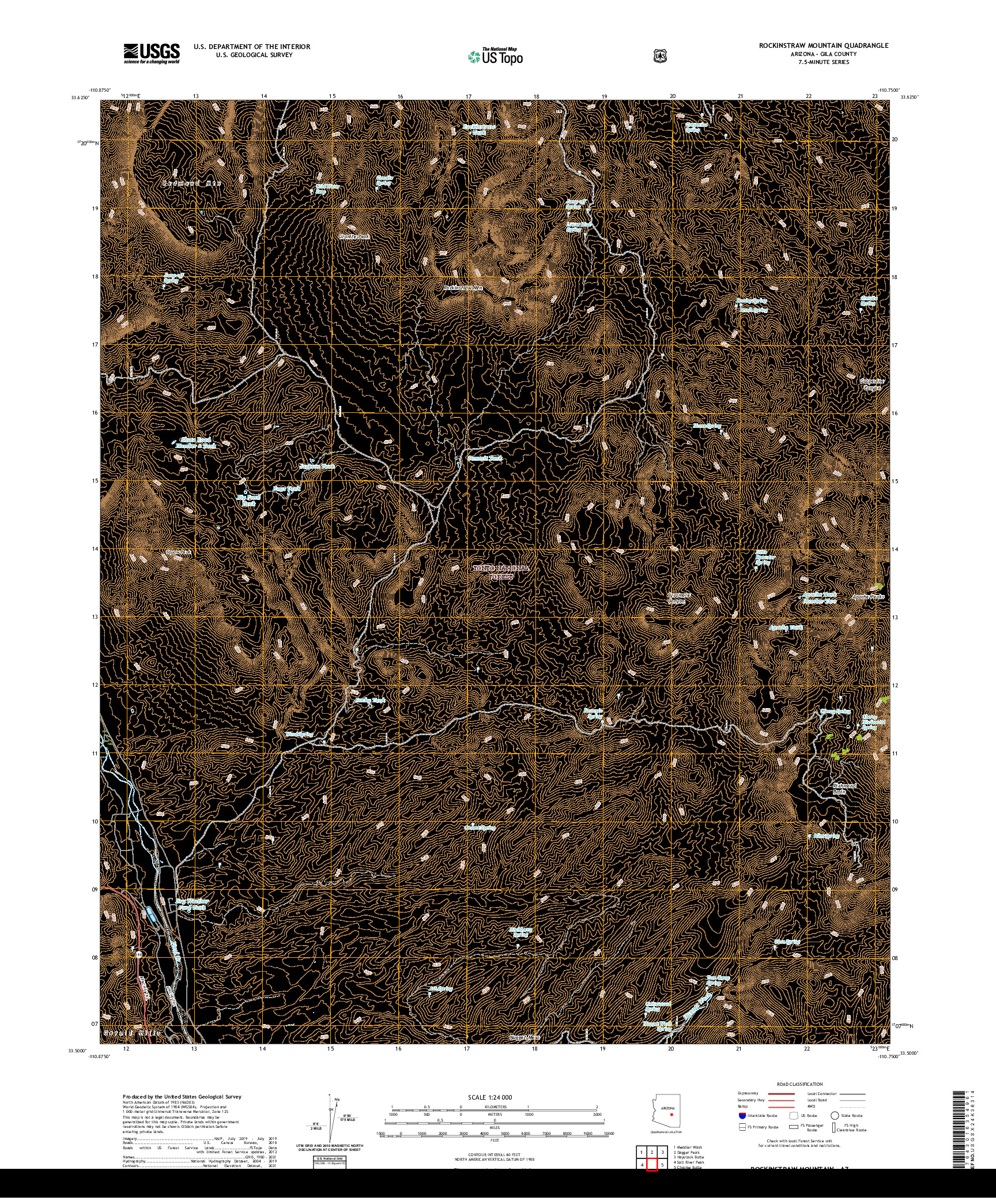 US TOPO 7.5-MINUTE MAP FOR ROCKINSTRAW MOUNTAIN, AZ