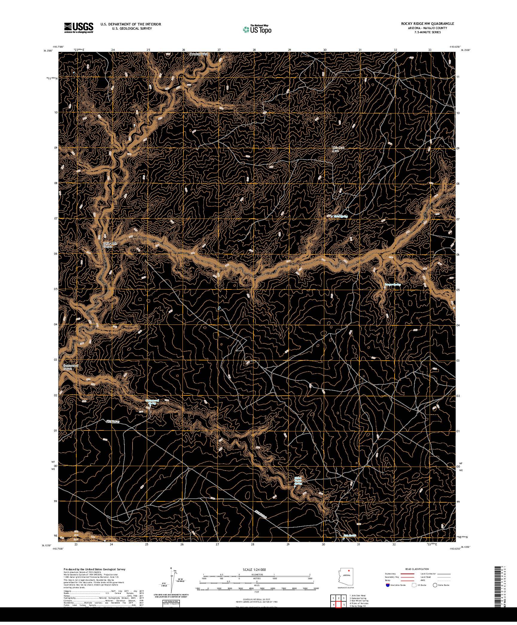 US TOPO 7.5-MINUTE MAP FOR ROCKY RIDGE NW, AZ