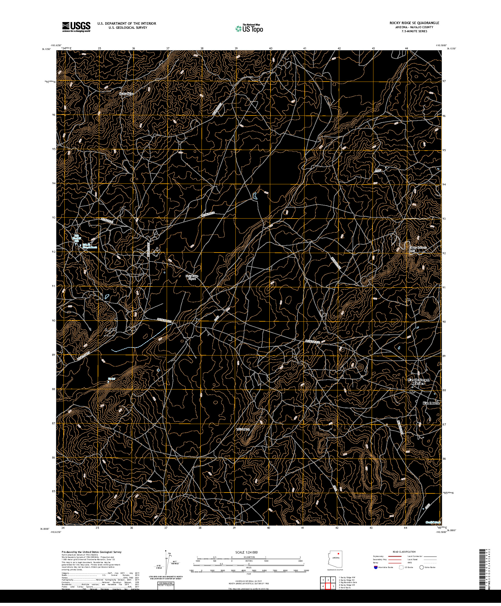 US TOPO 7.5-MINUTE MAP FOR ROCKY RIDGE SE, AZ