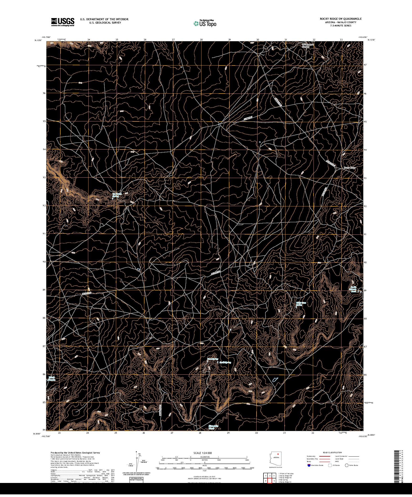 US TOPO 7.5-MINUTE MAP FOR ROCKY RIDGE SW, AZ