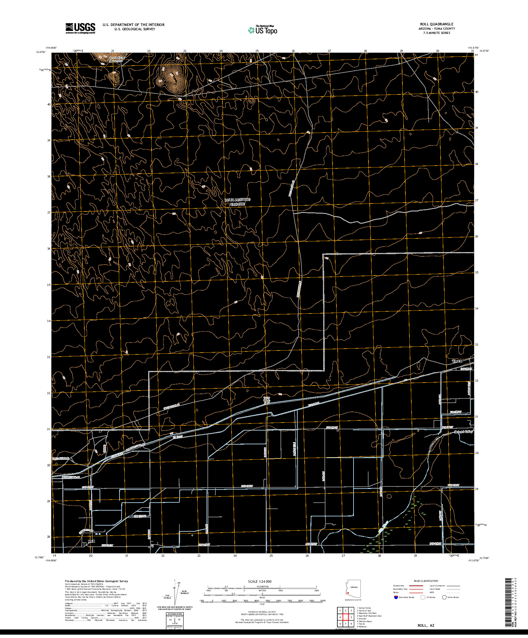 US TOPO 7.5-MINUTE MAP FOR ROLL, AZ