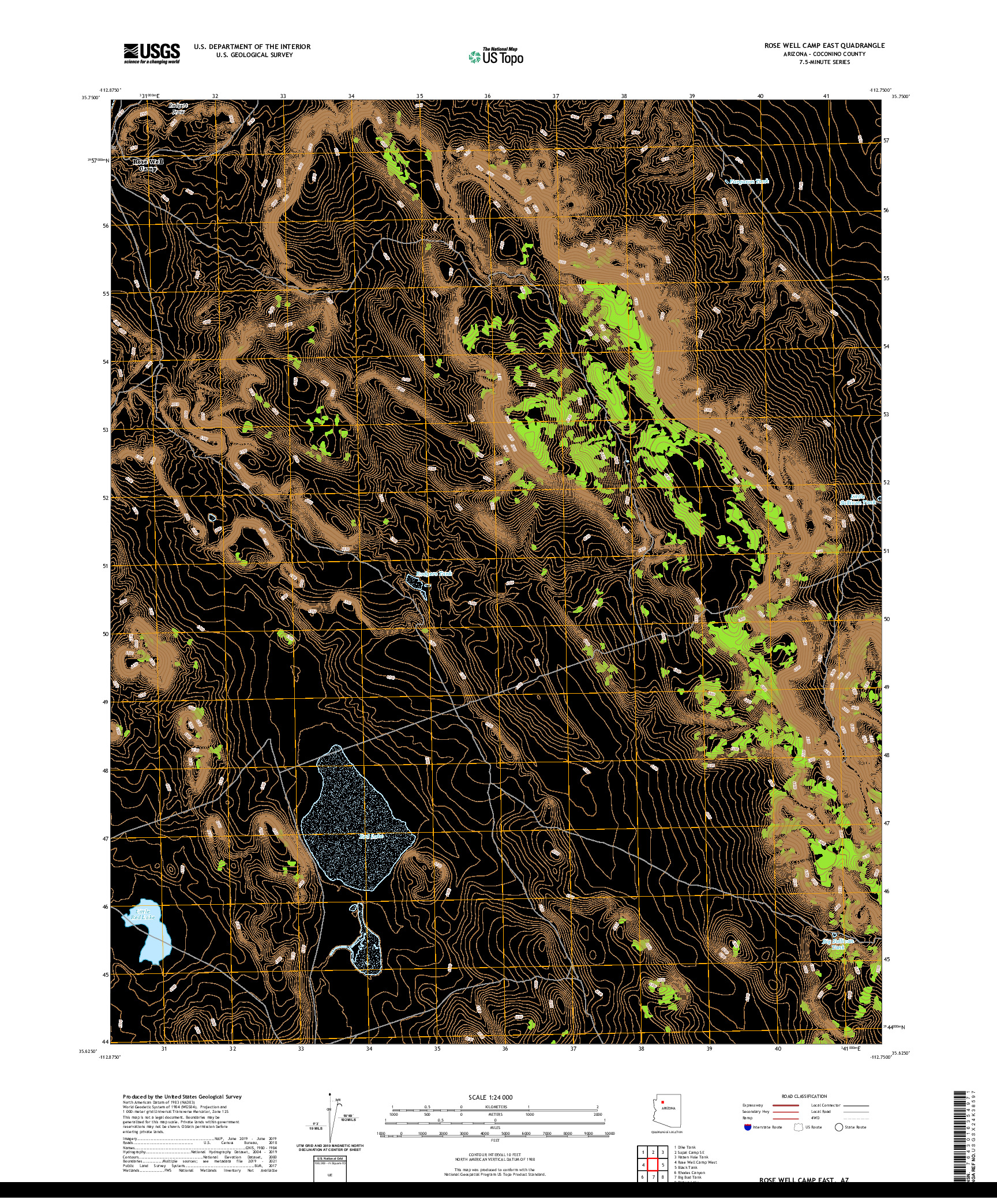 US TOPO 7.5-MINUTE MAP FOR ROSE WELL CAMP EAST, AZ