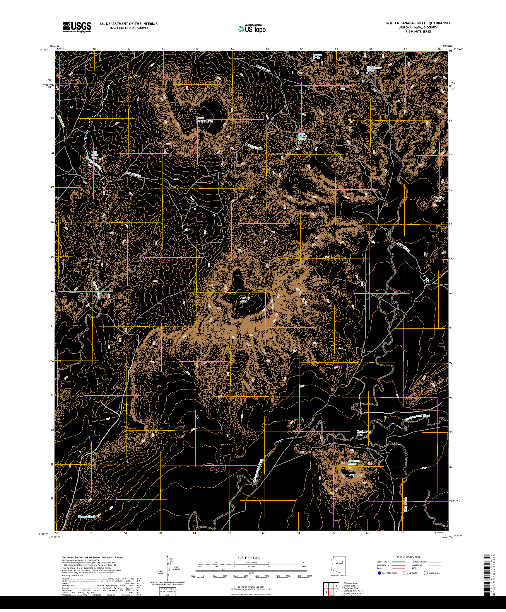 US TOPO 7.5-MINUTE MAP FOR ROTTEN BANANAS BUTTE, AZ