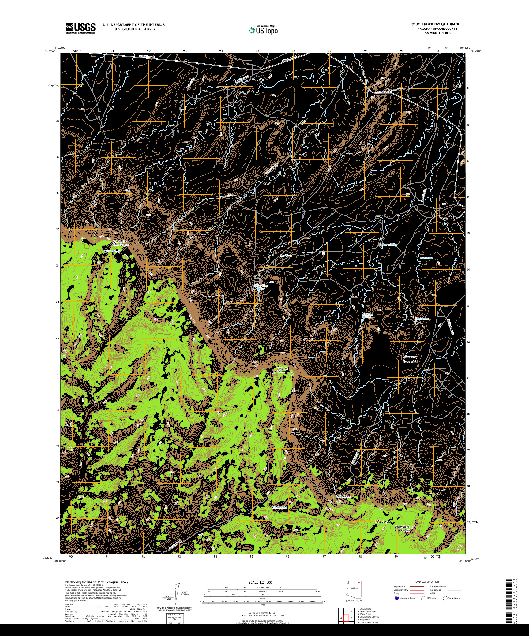 US TOPO 7.5-MINUTE MAP FOR ROUGH ROCK NW, AZ