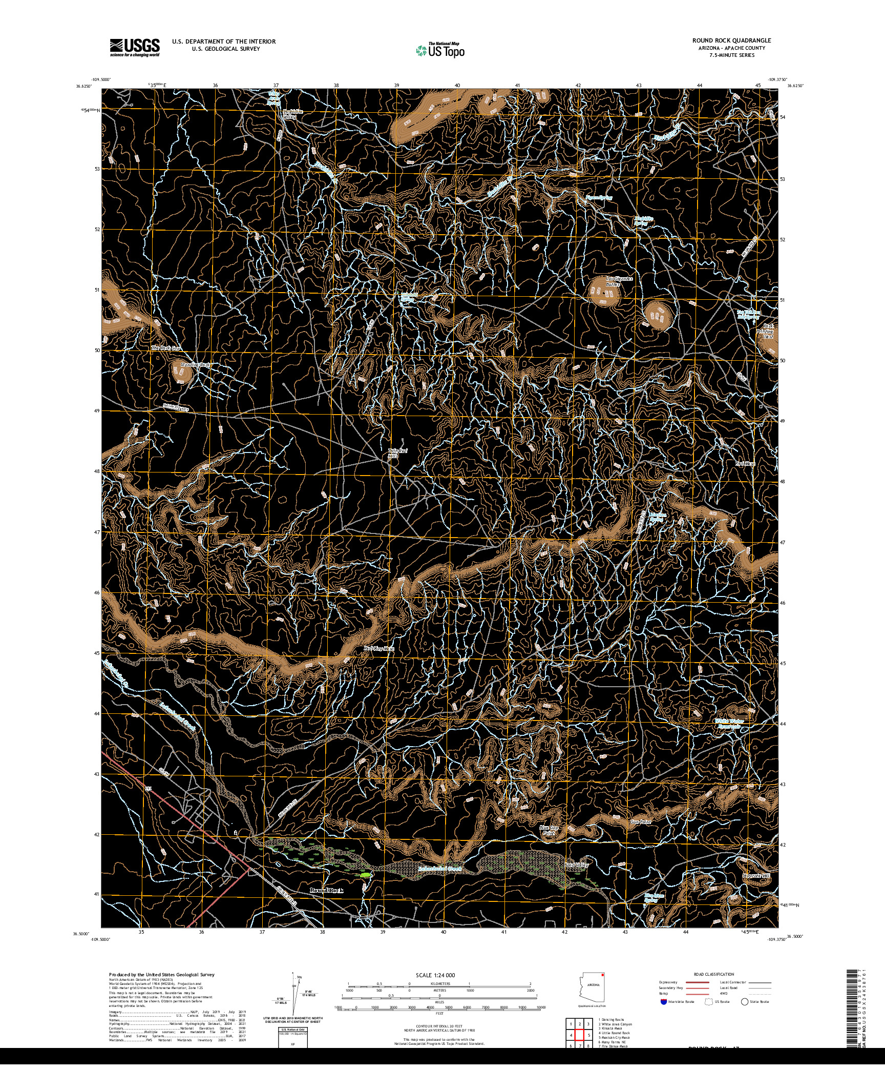 US TOPO 7.5-MINUTE MAP FOR ROUND ROCK, AZ