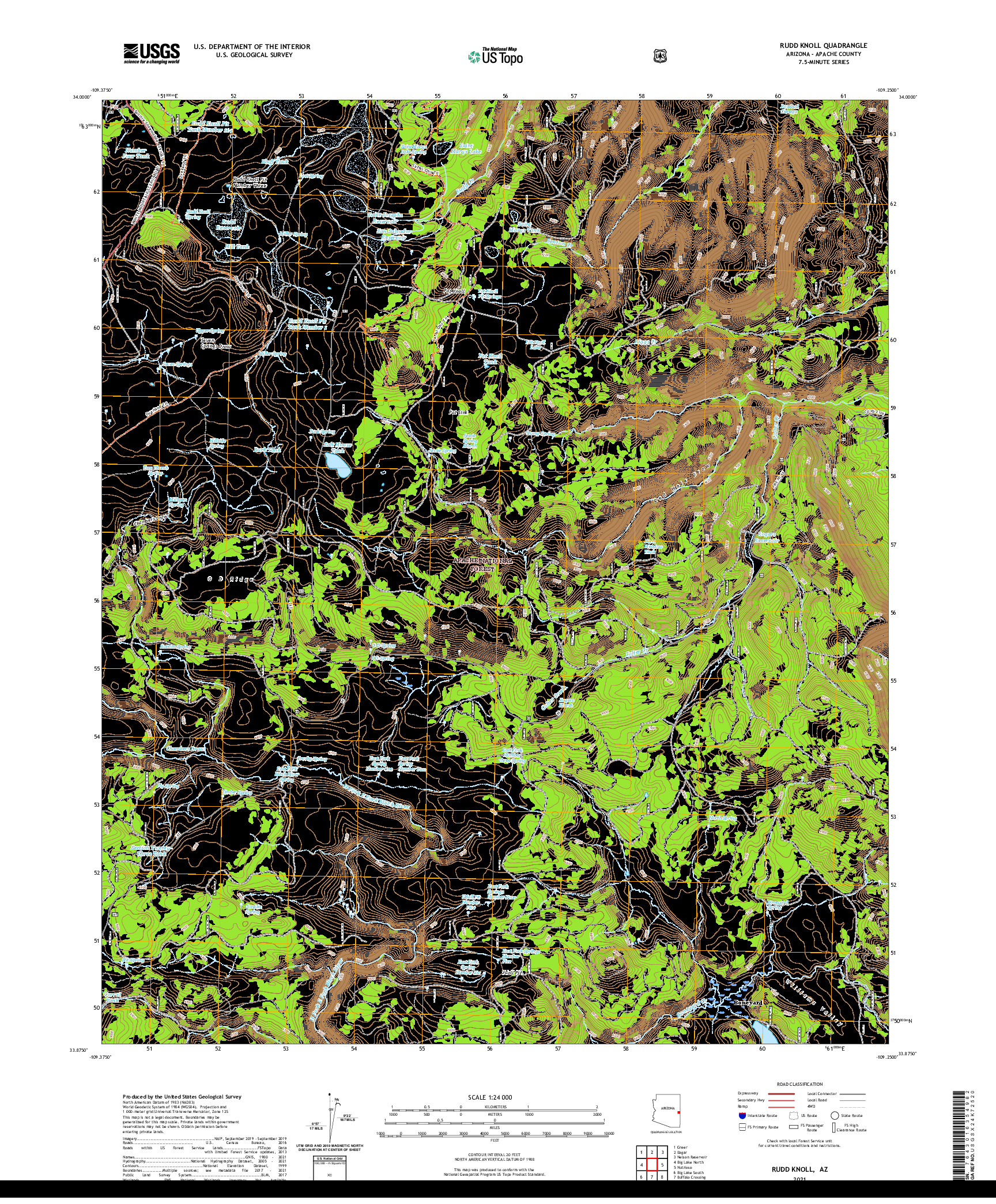 US TOPO 7.5-MINUTE MAP FOR RUDD KNOLL, AZ