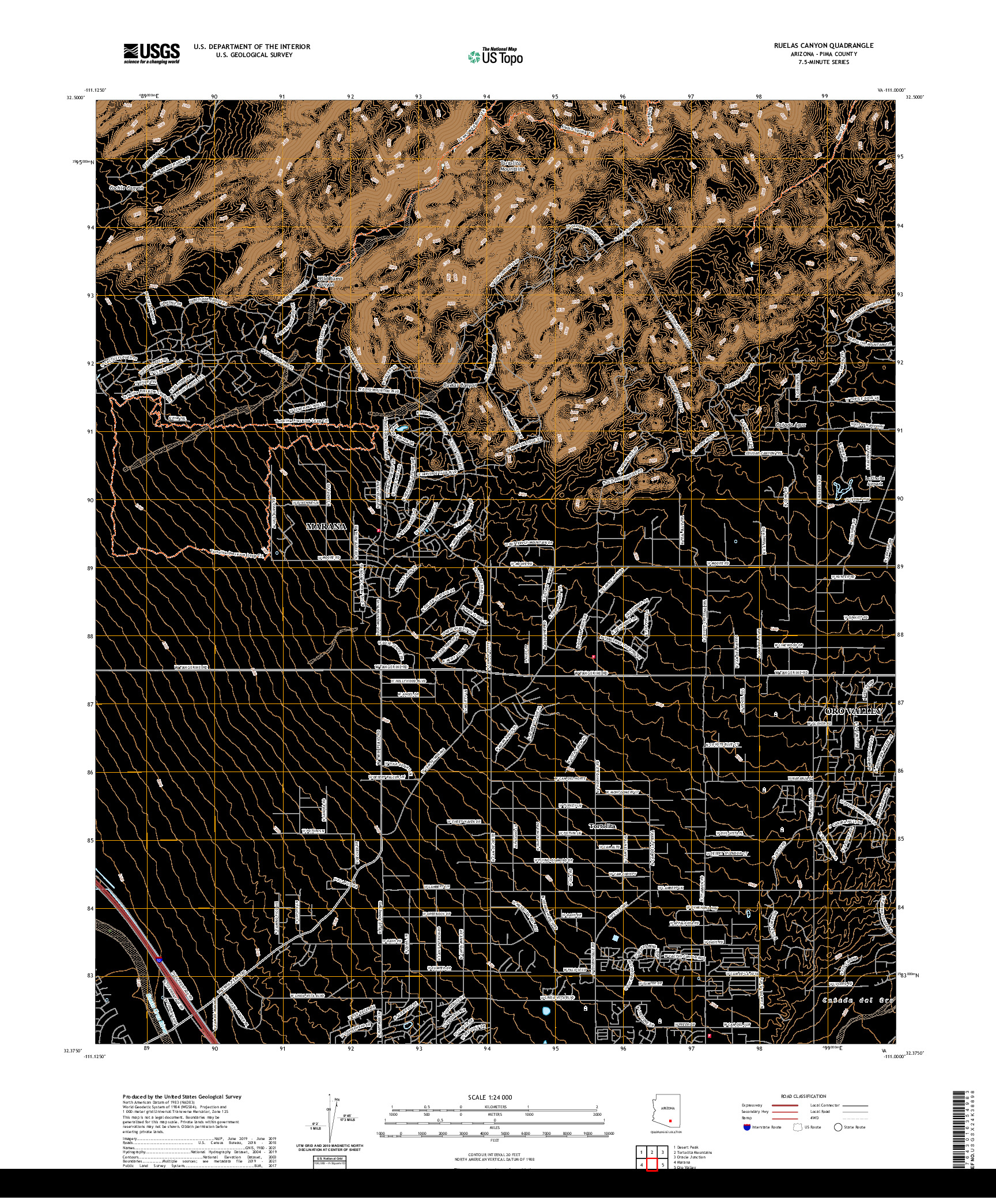 US TOPO 7.5-MINUTE MAP FOR RUELAS CANYON, AZ