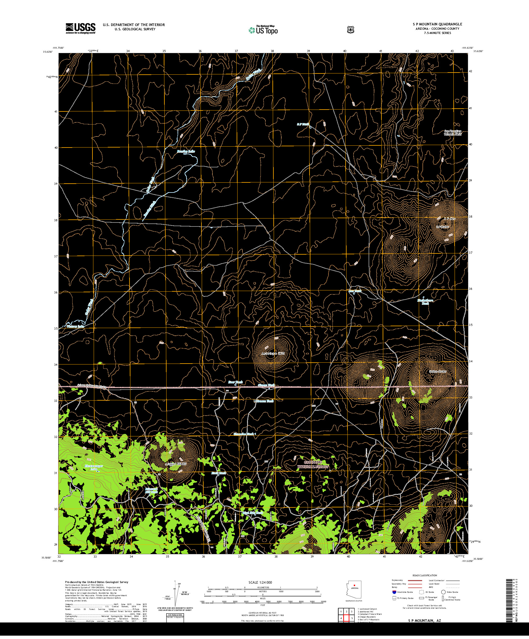 US TOPO 7.5-MINUTE MAP FOR S P MOUNTAIN, AZ