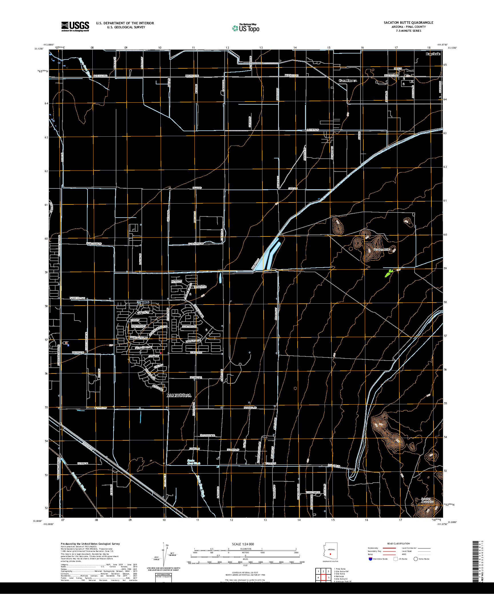 US TOPO 7.5-MINUTE MAP FOR SACATON BUTTE, AZ