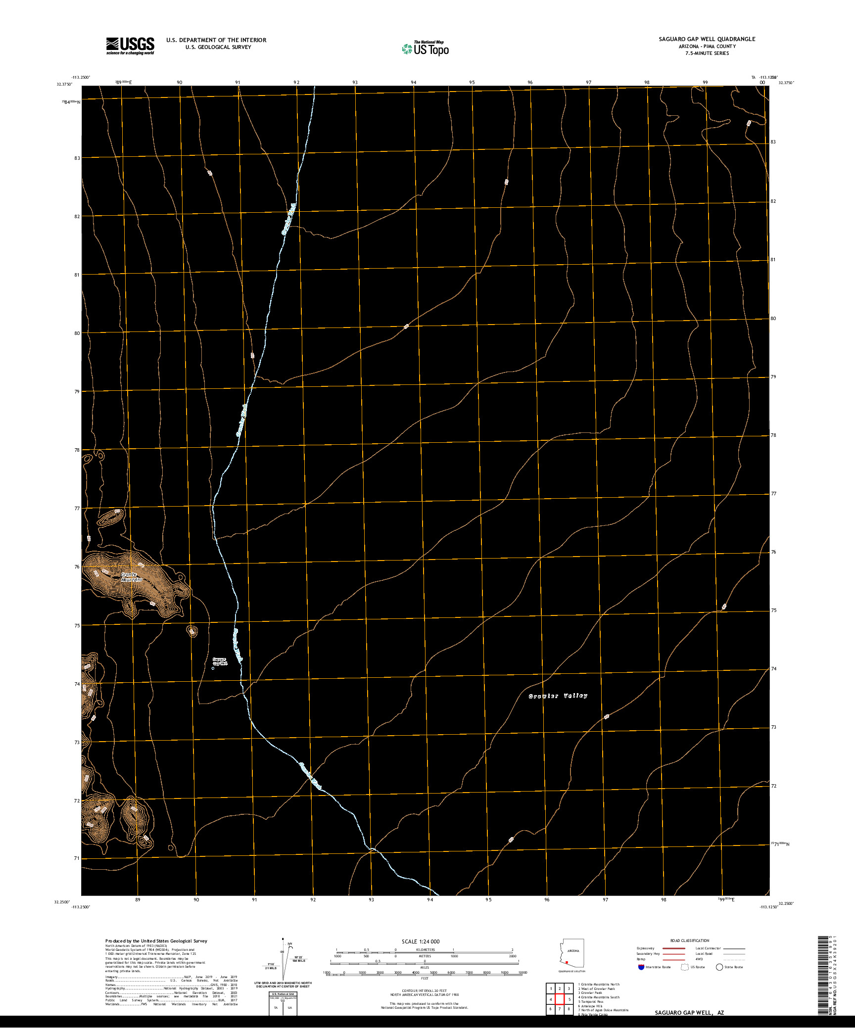 USGS US TOPO 7.5-MINUTE MAP FOR SAGUARO GAP WELL, AZ 2021