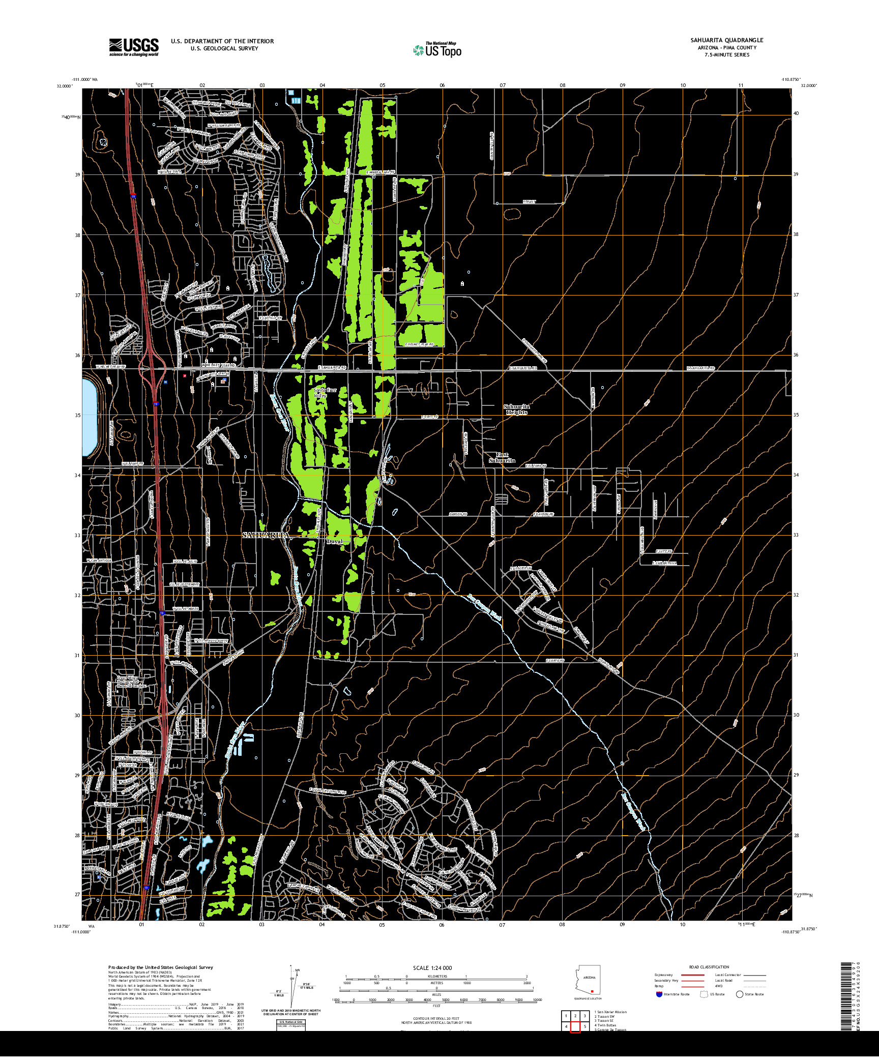 US TOPO 7.5-MINUTE MAP FOR SAHUARITA, AZ