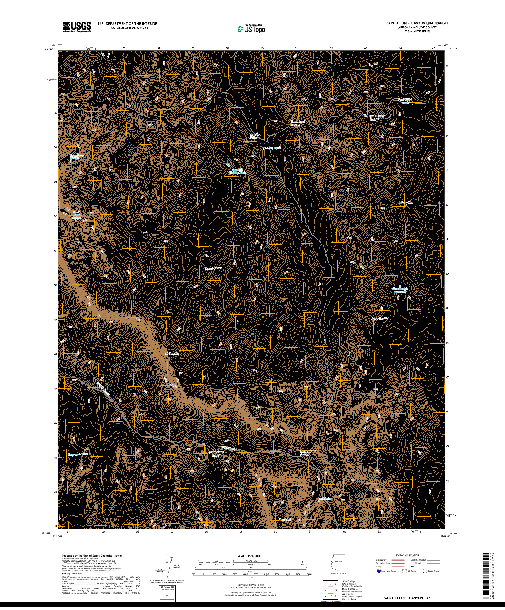 US TOPO 7.5-MINUTE MAP FOR SAINT GEORGE CANYON, AZ