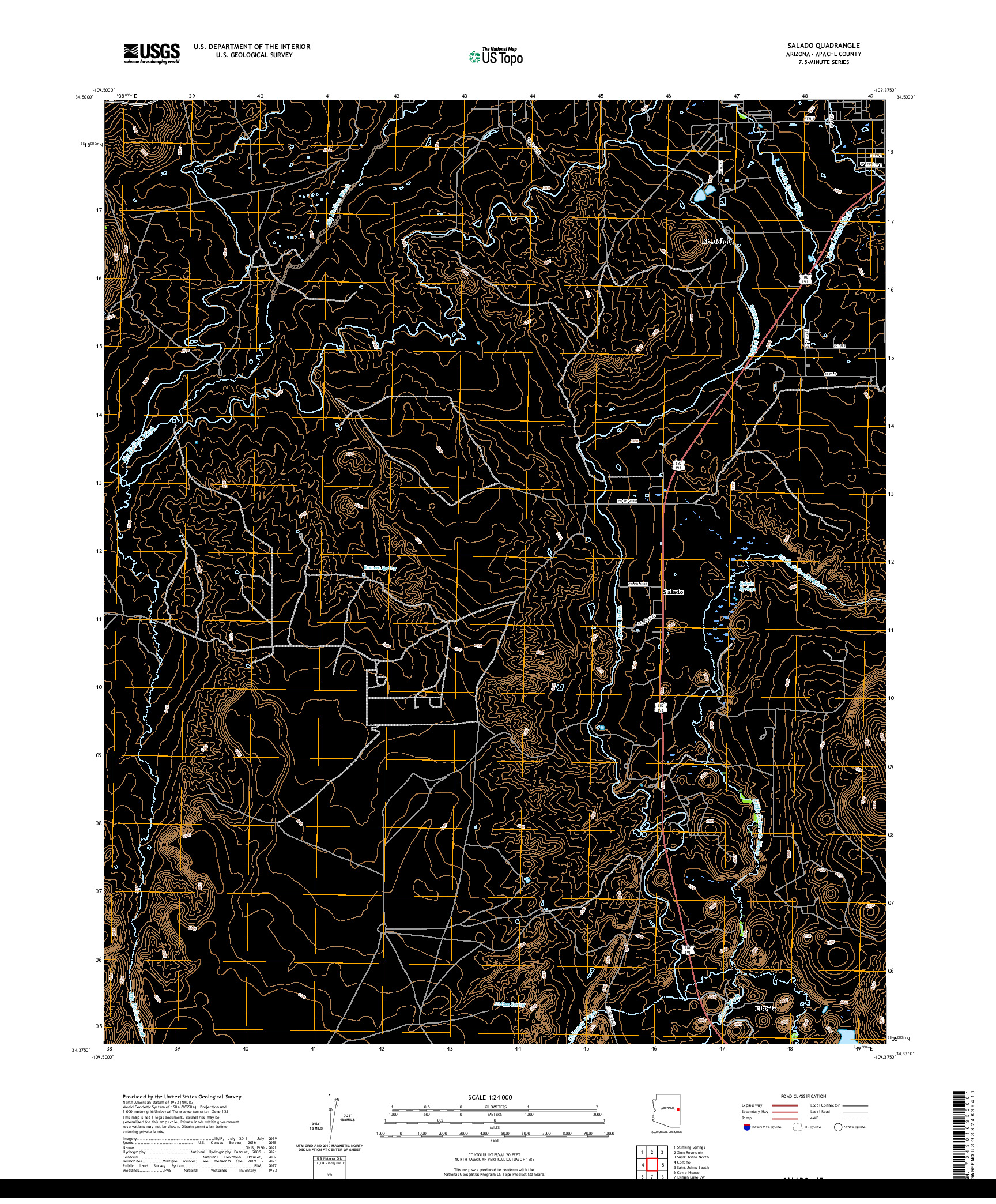 US TOPO 7.5-MINUTE MAP FOR SALADO, AZ