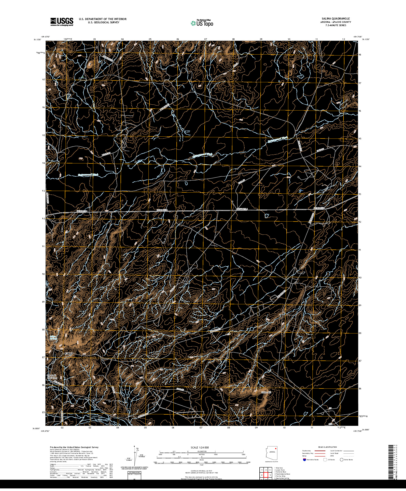 US TOPO 7.5-MINUTE MAP FOR SALINA, AZ