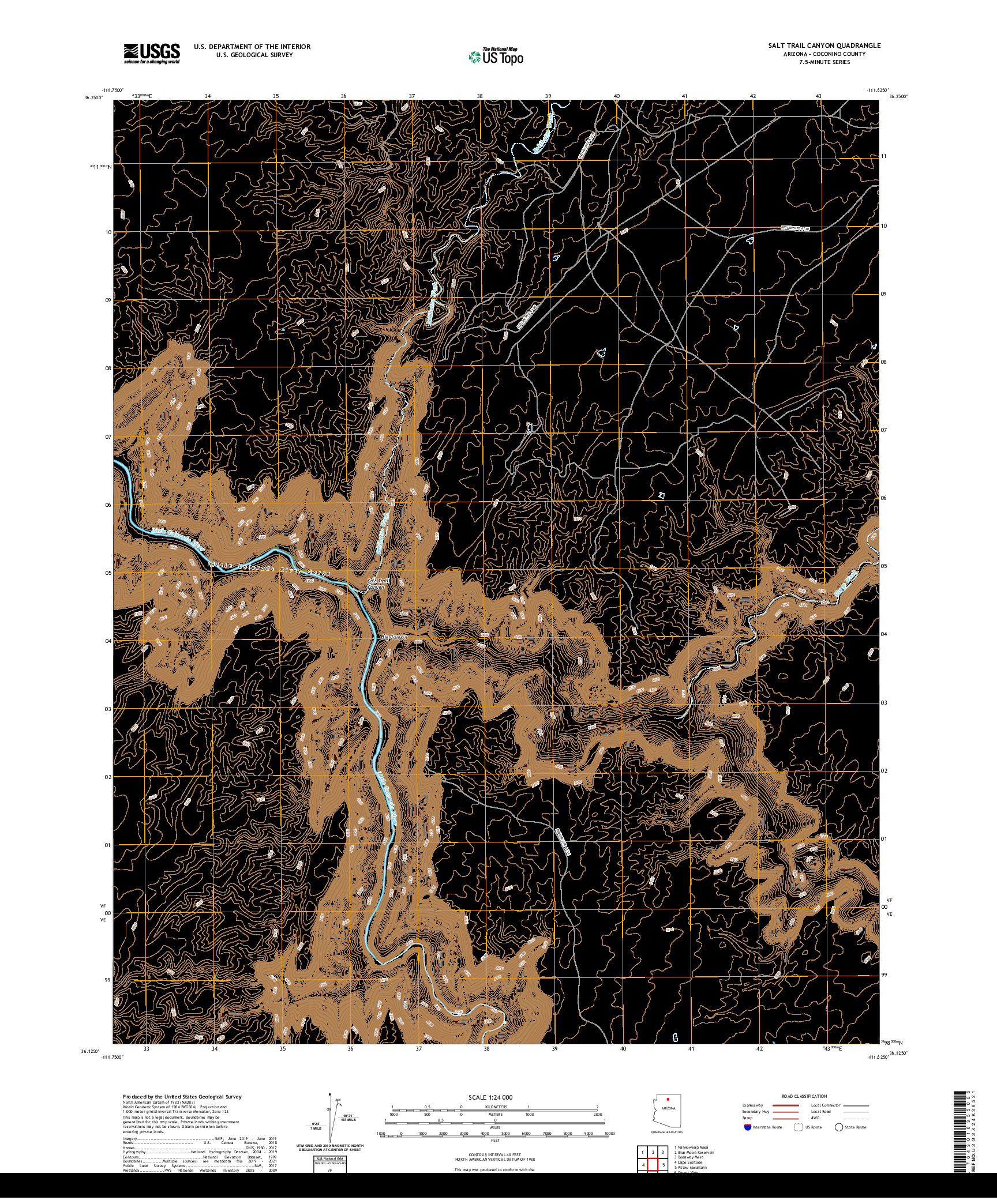 US TOPO 7.5-MINUTE MAP FOR SALT TRAIL CANYON, AZ