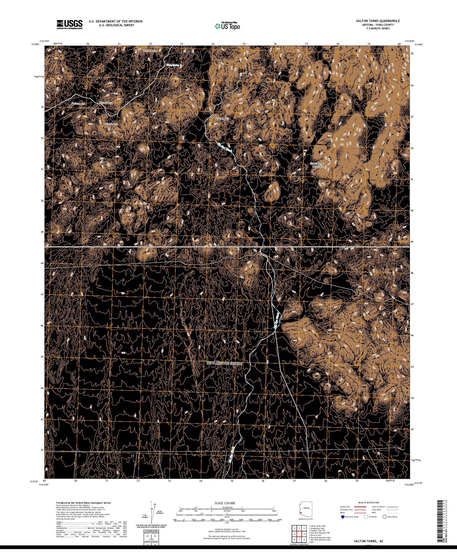 USGS US TOPO 7.5-MINUTE MAP FOR SALTON TANKS, AZ 2021