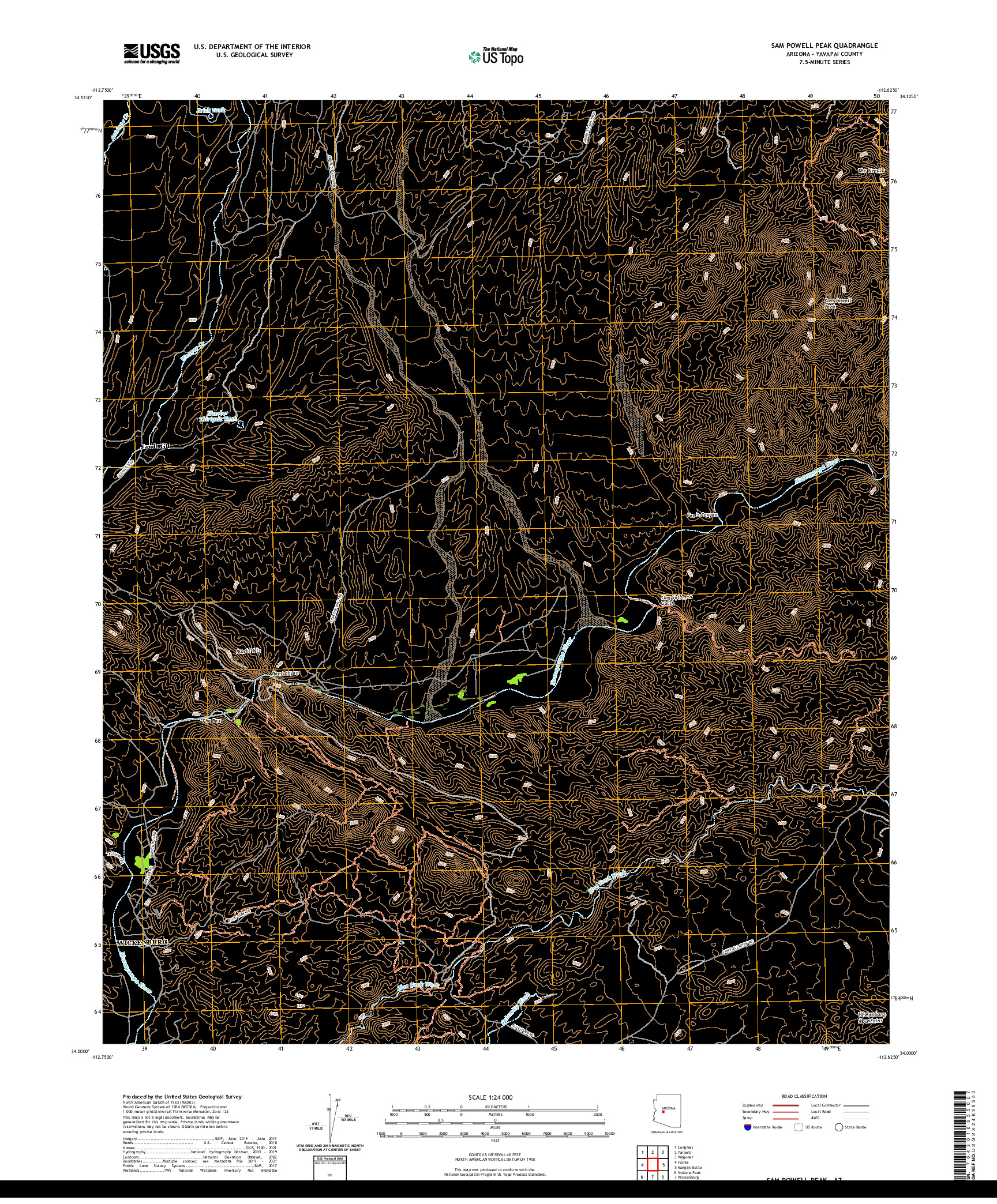 US TOPO 7.5-MINUTE MAP FOR SAM POWELL PEAK, AZ