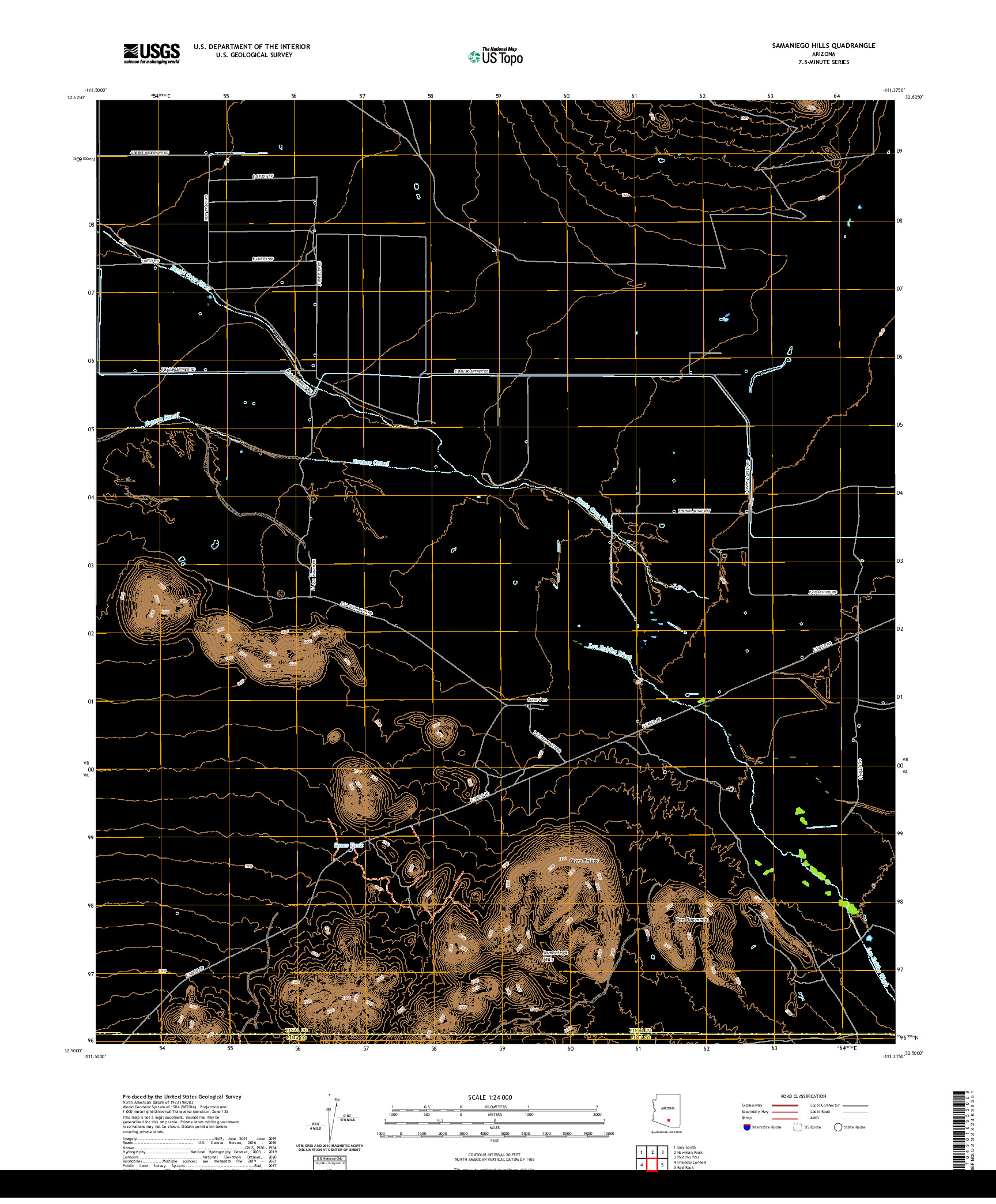 US TOPO 7.5-MINUTE MAP FOR SAMANIEGO HILLS, AZ