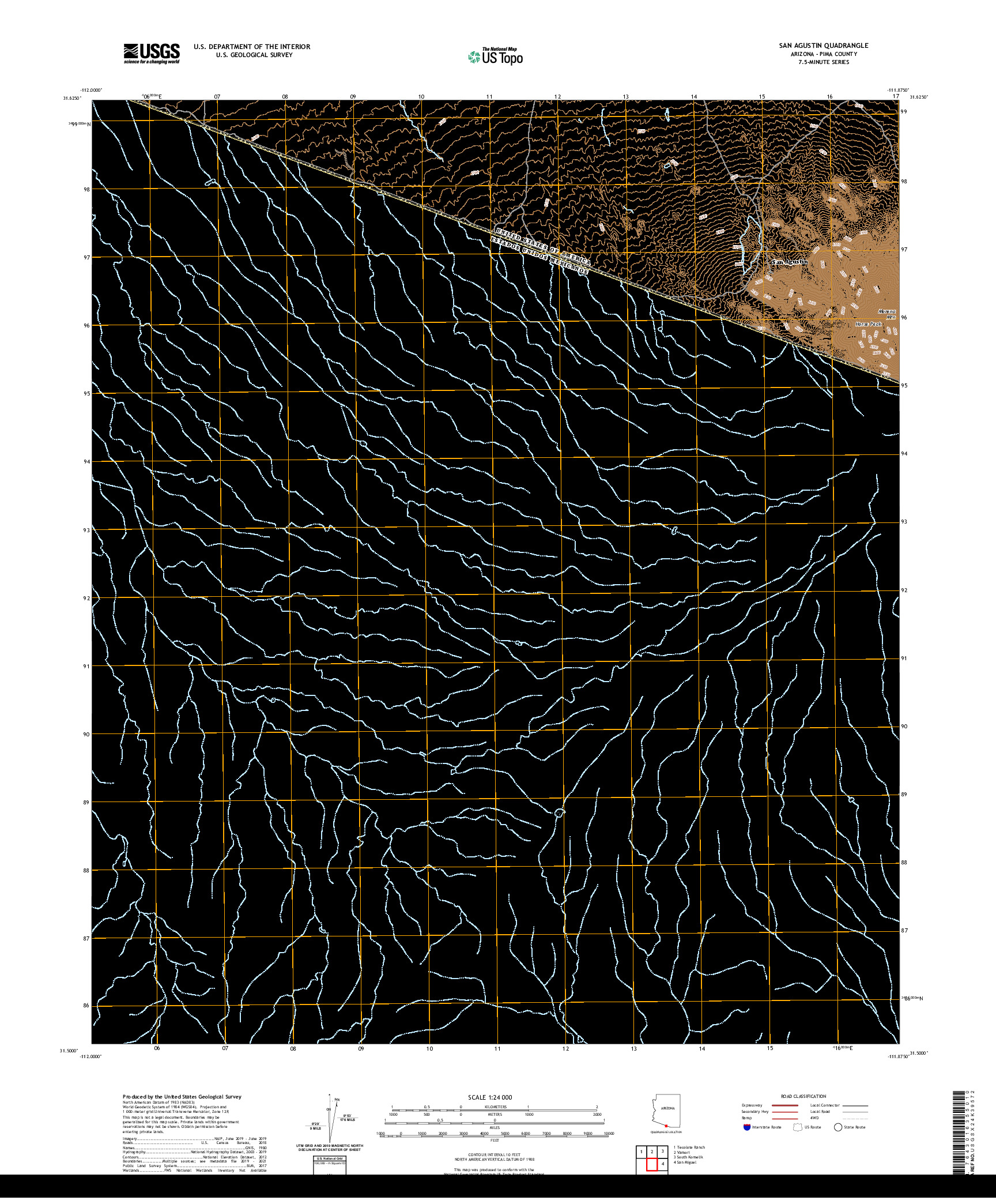 US TOPO 7.5-MINUTE MAP FOR SAN AGUSTIN, AZ,SON