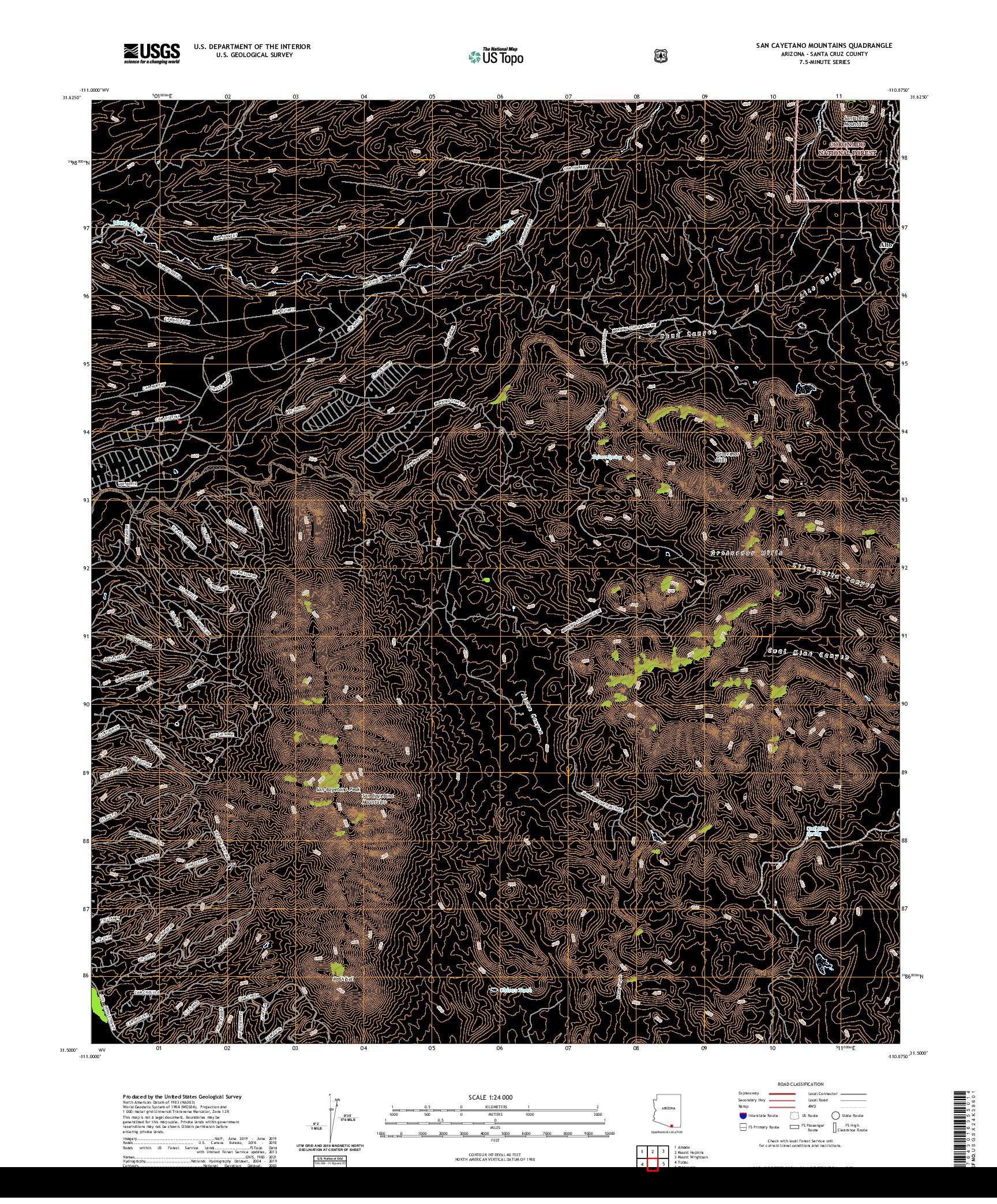 US TOPO 7.5-MINUTE MAP FOR SAN CAYETANO MOUNTAINS, AZ