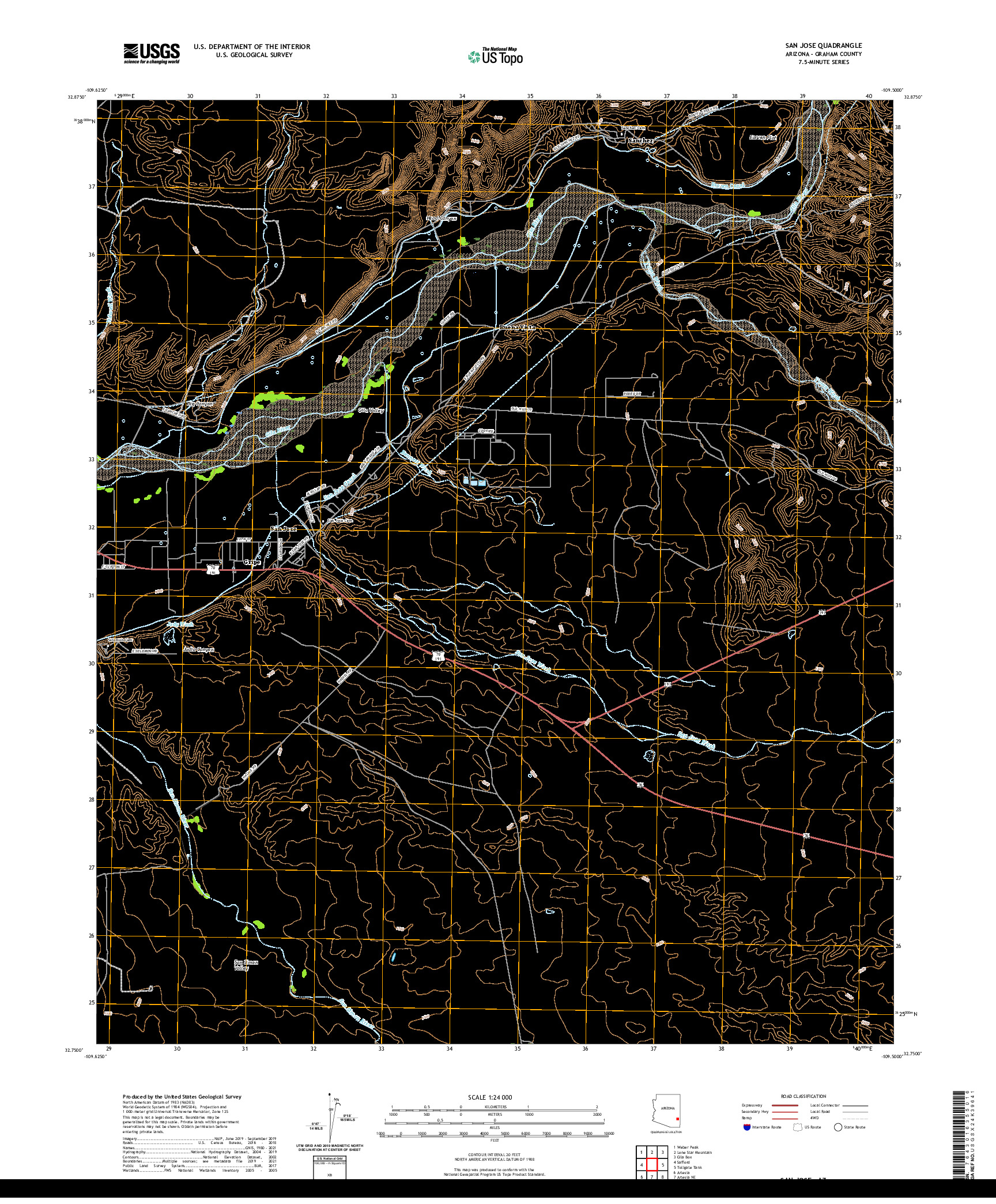 US TOPO 7.5-MINUTE MAP FOR SAN JOSE, AZ