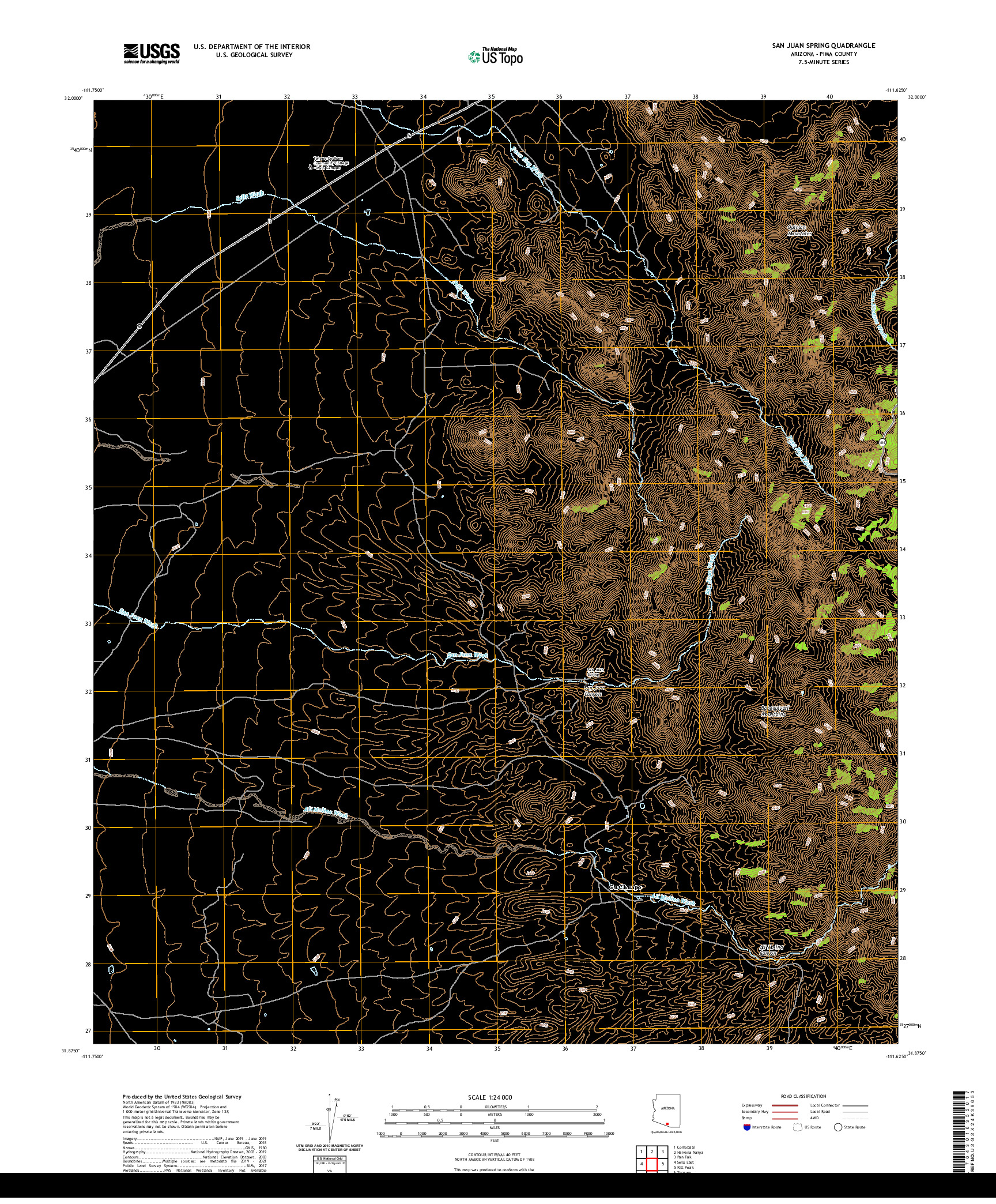 USGS US TOPO 7.5-MINUTE MAP FOR SAN JUAN SPRING, AZ 2021