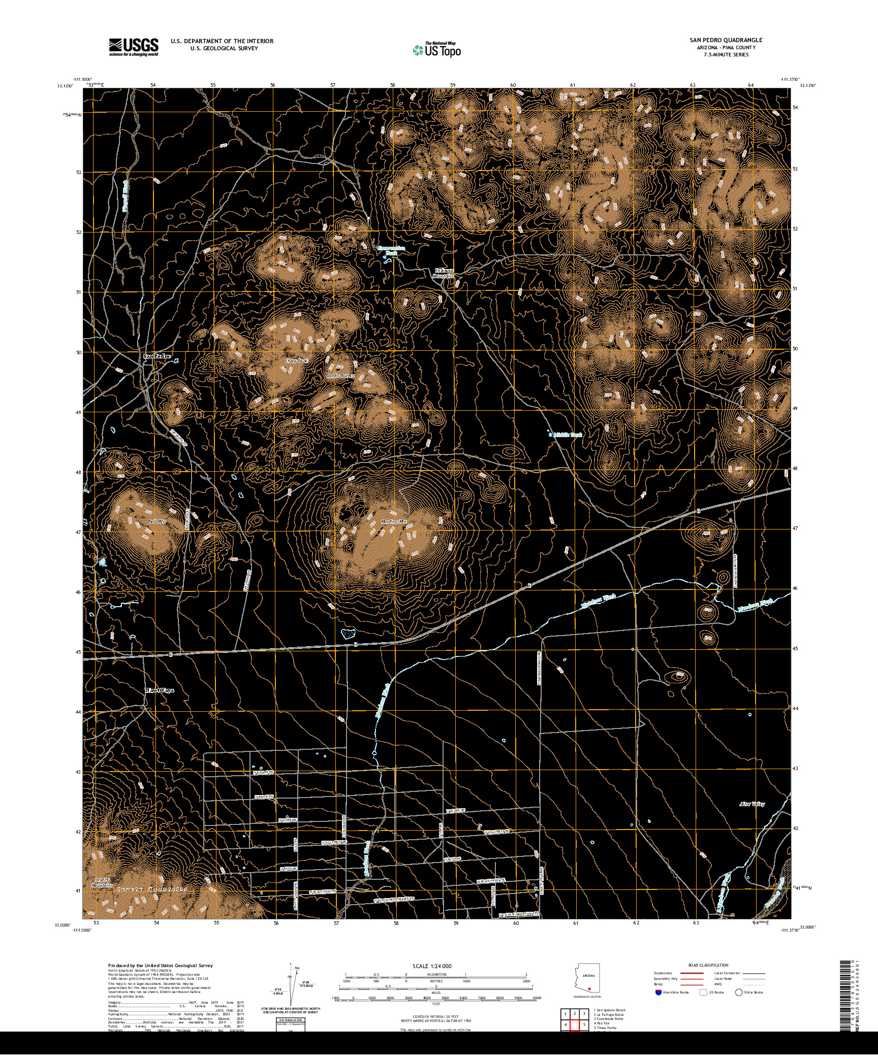 US TOPO 7.5-MINUTE MAP FOR SAN PEDRO, AZ