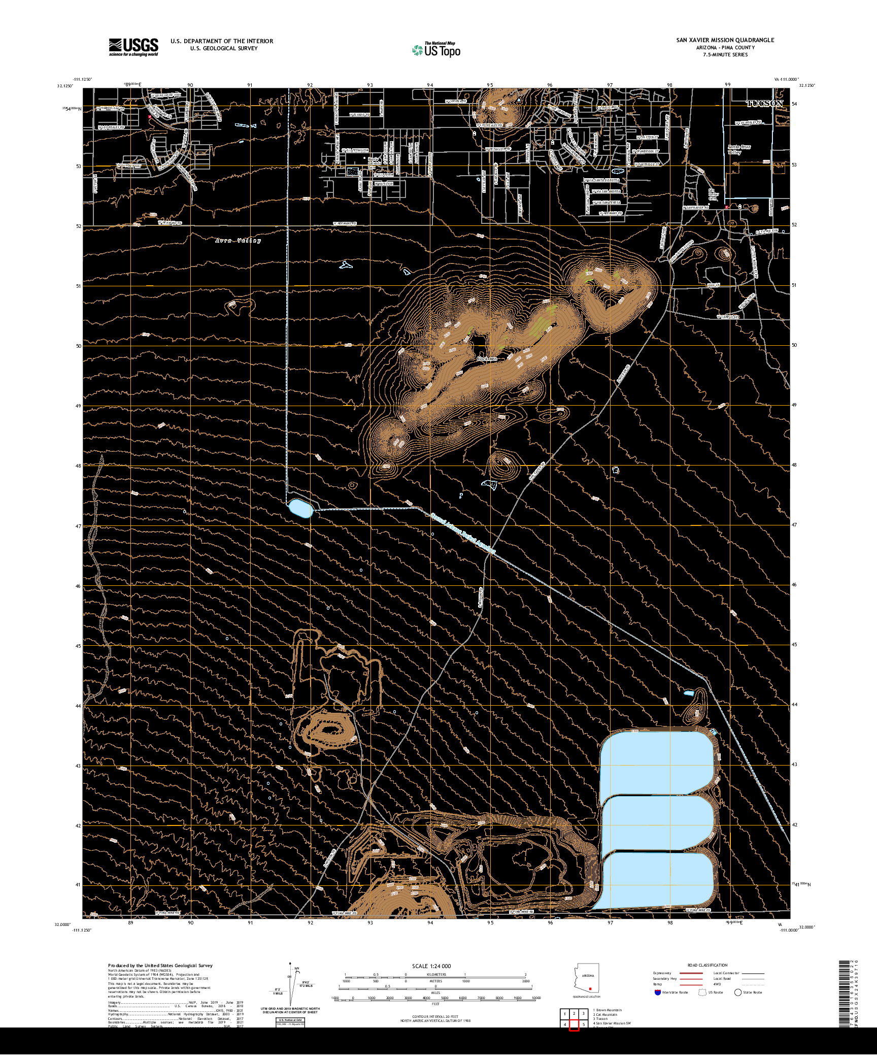 US TOPO 7.5-MINUTE MAP FOR SAN XAVIER MISSION, AZ