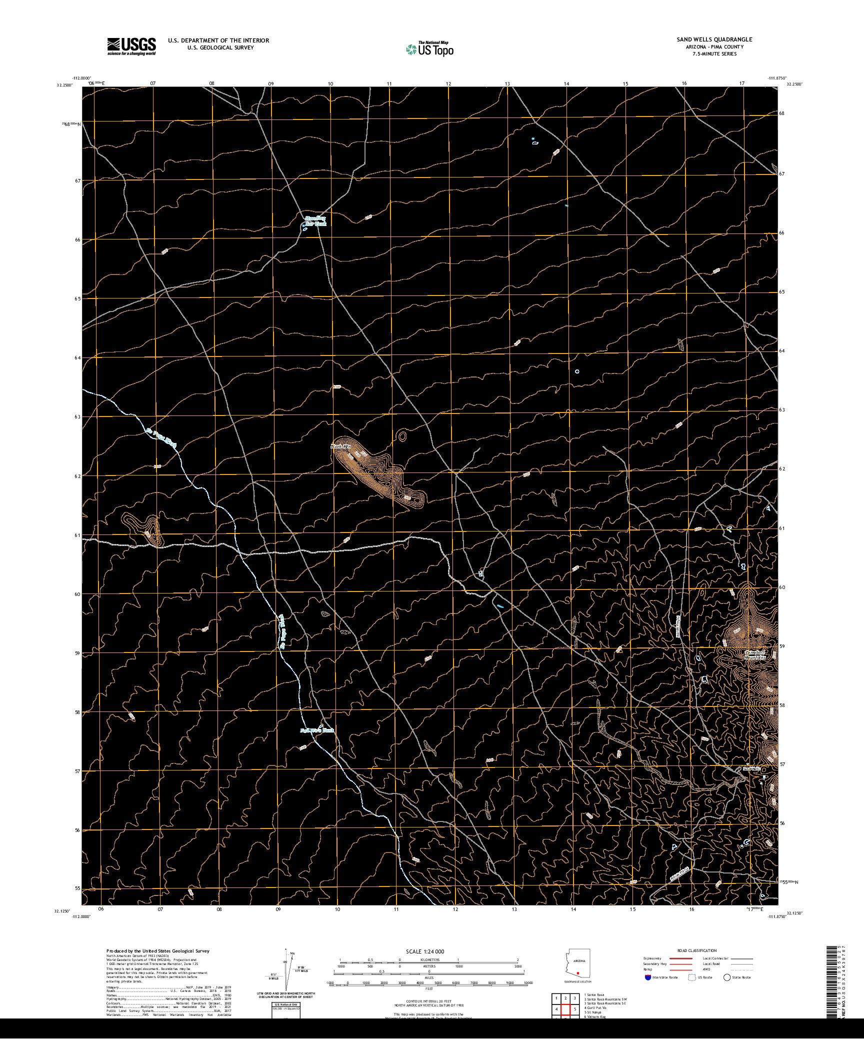 US TOPO 7.5-MINUTE MAP FOR SAND WELLS, AZ
