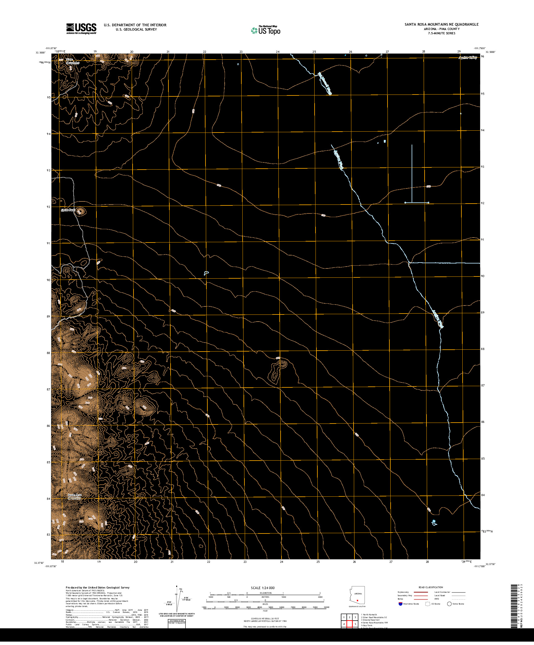 US TOPO 7.5-MINUTE MAP FOR SANTA ROSA MOUNTAINS NE, AZ