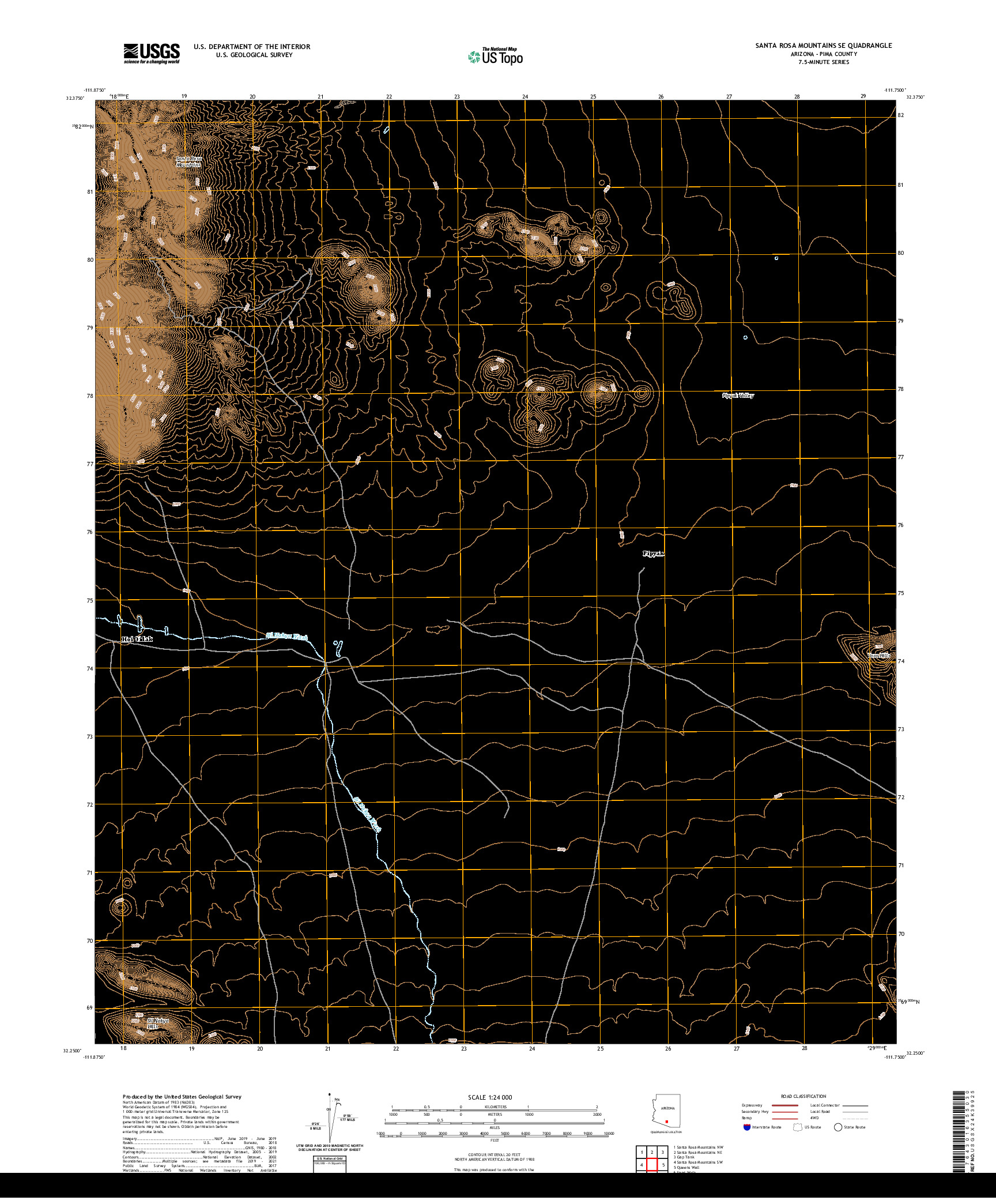 US TOPO 7.5-MINUTE MAP FOR SANTA ROSA MOUNTAINS SE, AZ