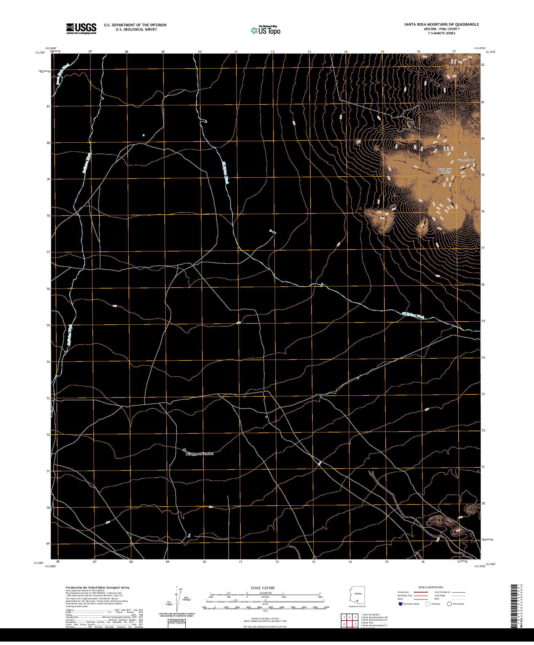 US TOPO 7.5-MINUTE MAP FOR SANTA ROSA MOUNTAINS SW, AZ