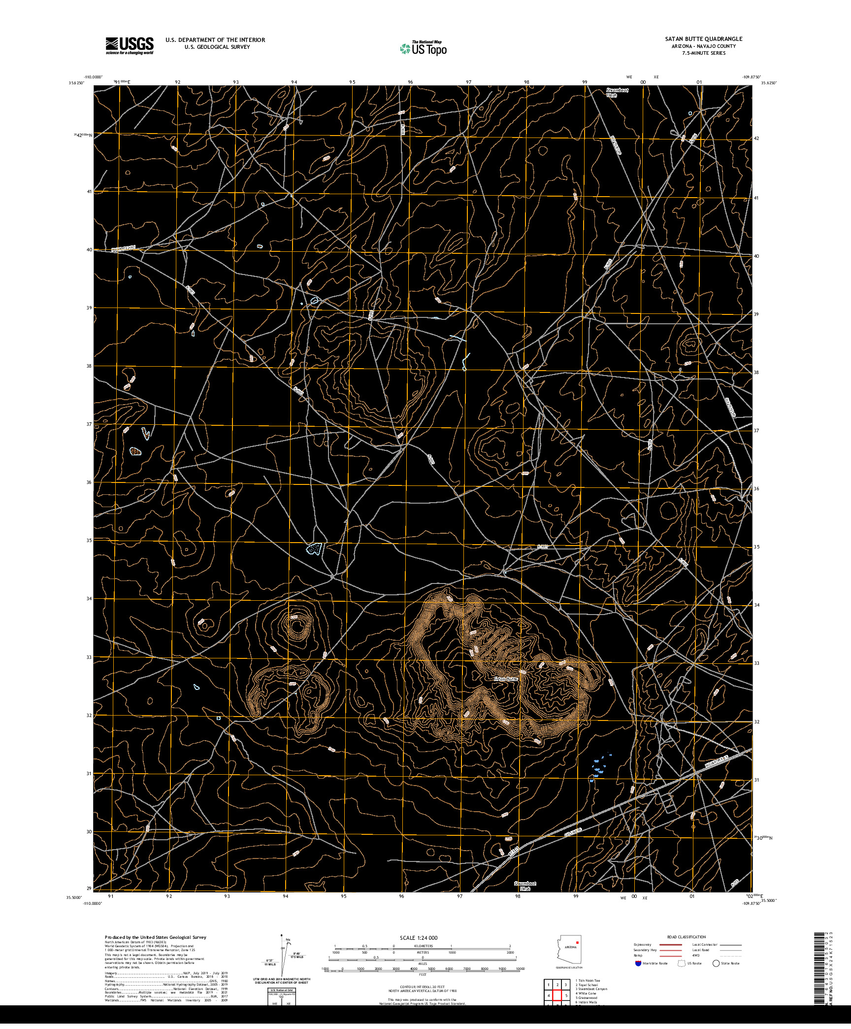 US TOPO 7.5-MINUTE MAP FOR SATAN BUTTE, AZ